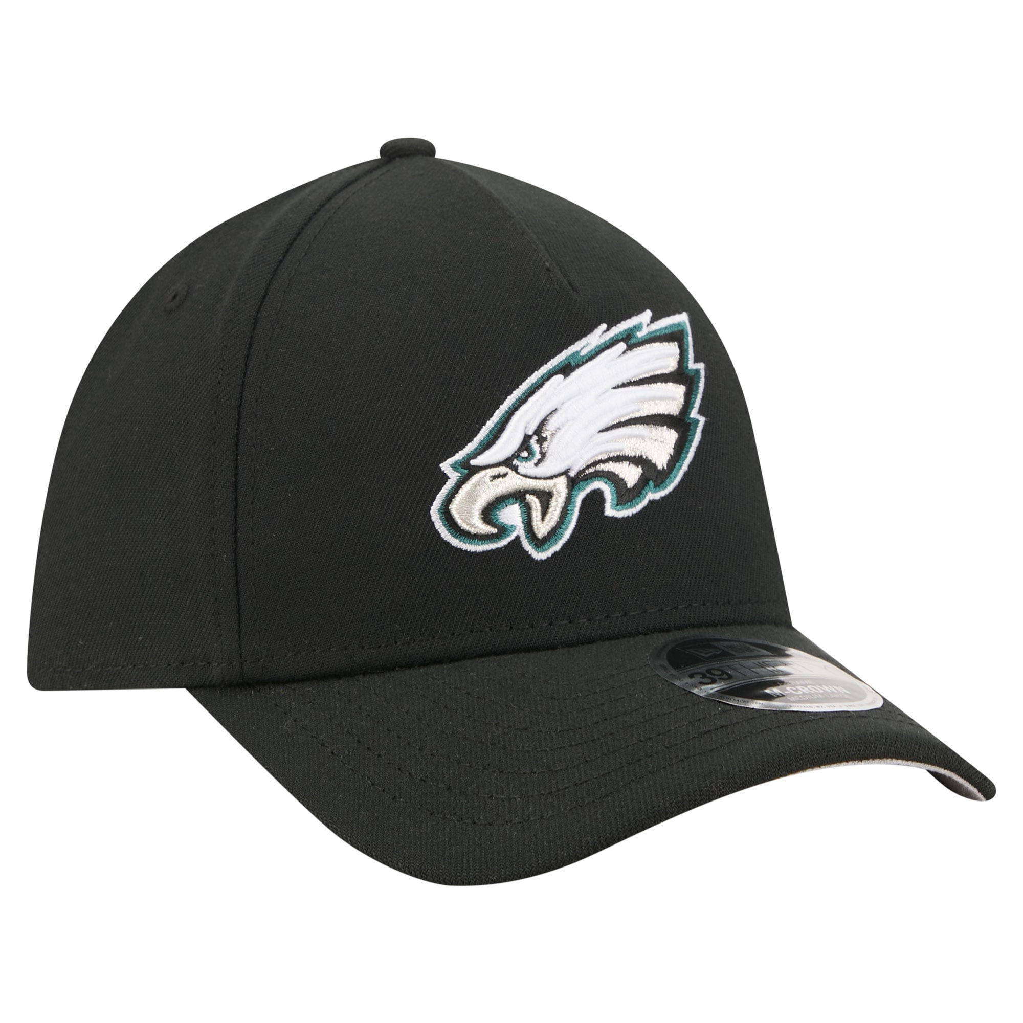 Men's New Era Black Philadelphia Eagles 39THIRTY M-Crown A-Frame Stretch Hat