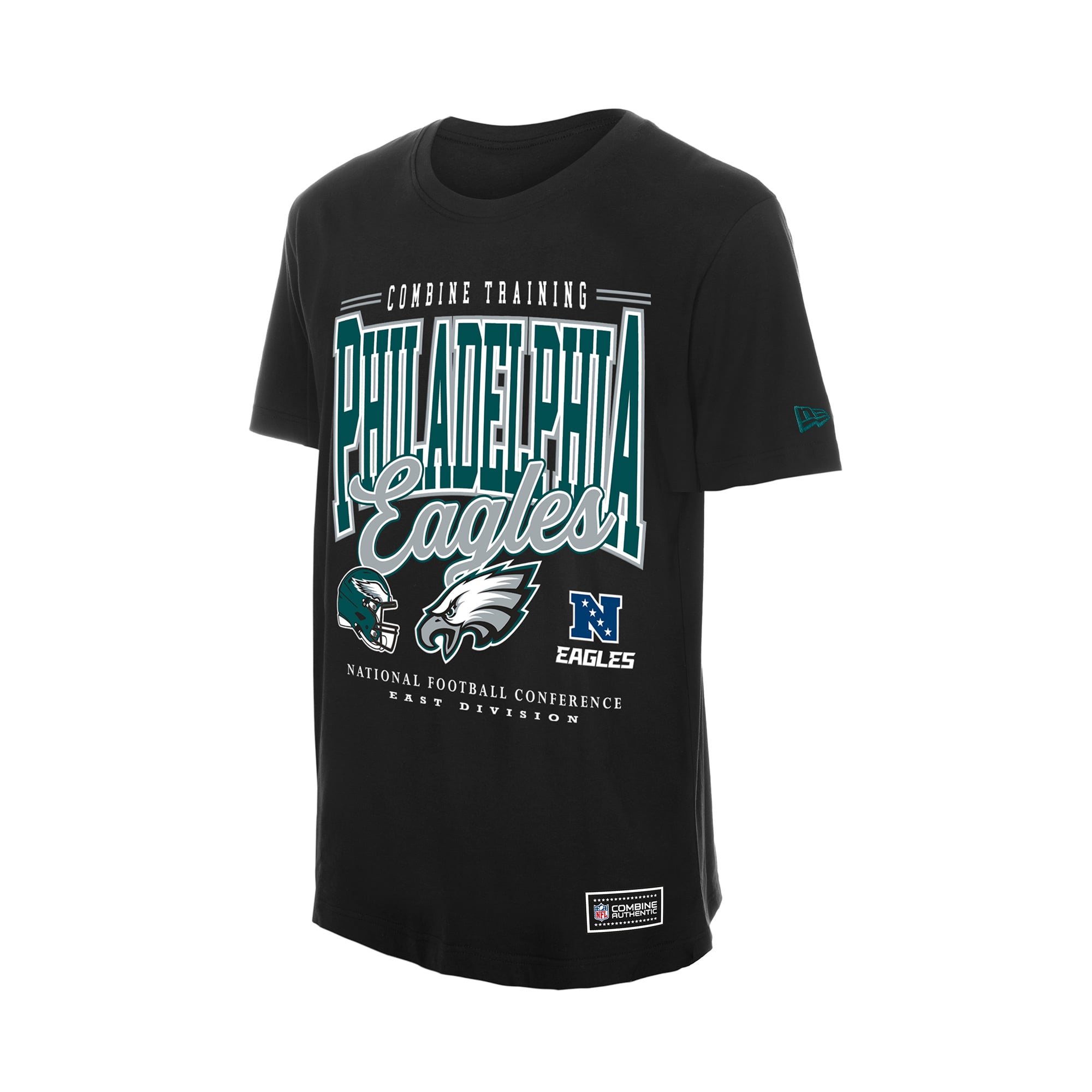 T-shirt authentique New Era noir Philadelphia Eagles Combine pour homme