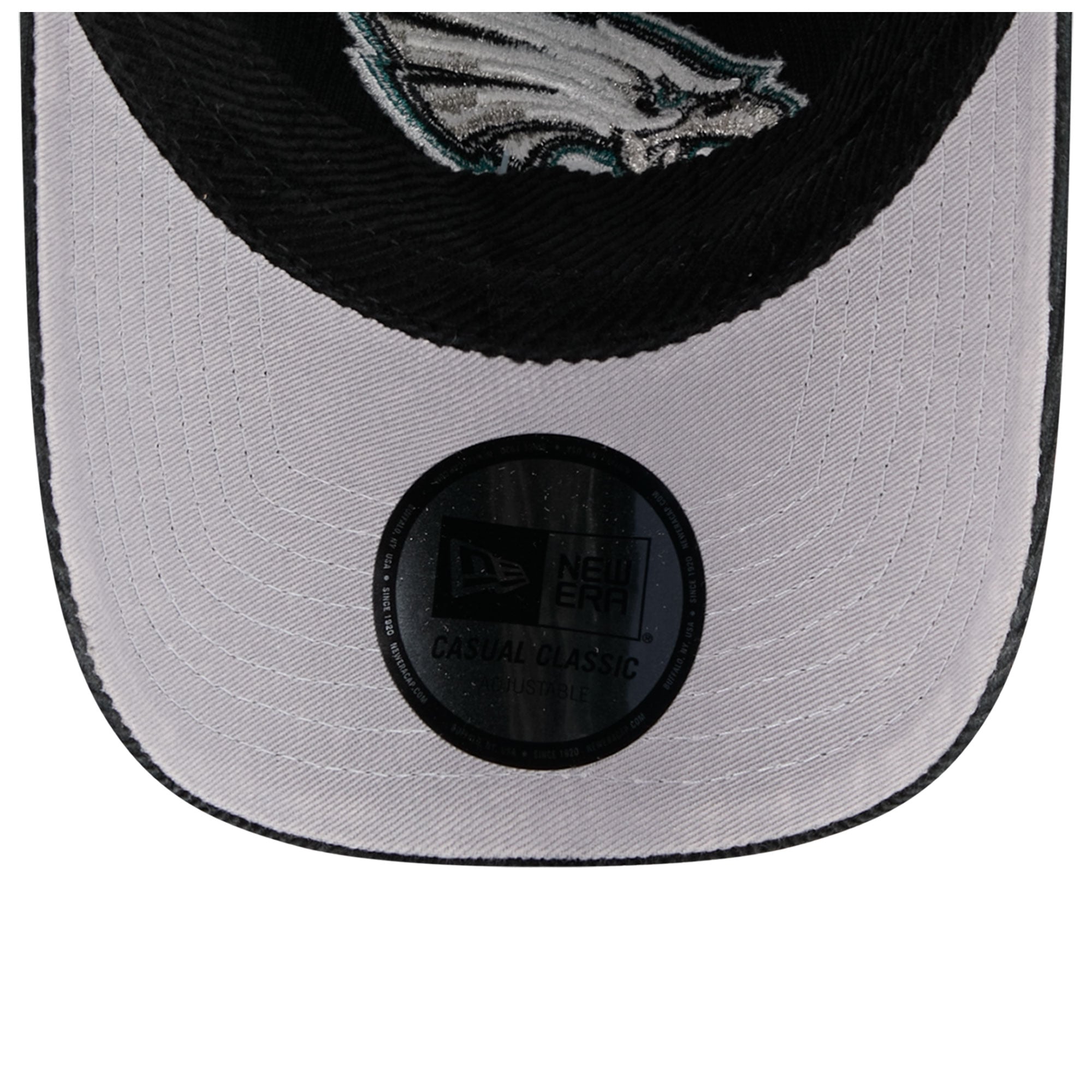 Casquette New Era noire pour homme, modèle Philadelphia Eagles, en velours côtelé, style classique décontracté et ajustable