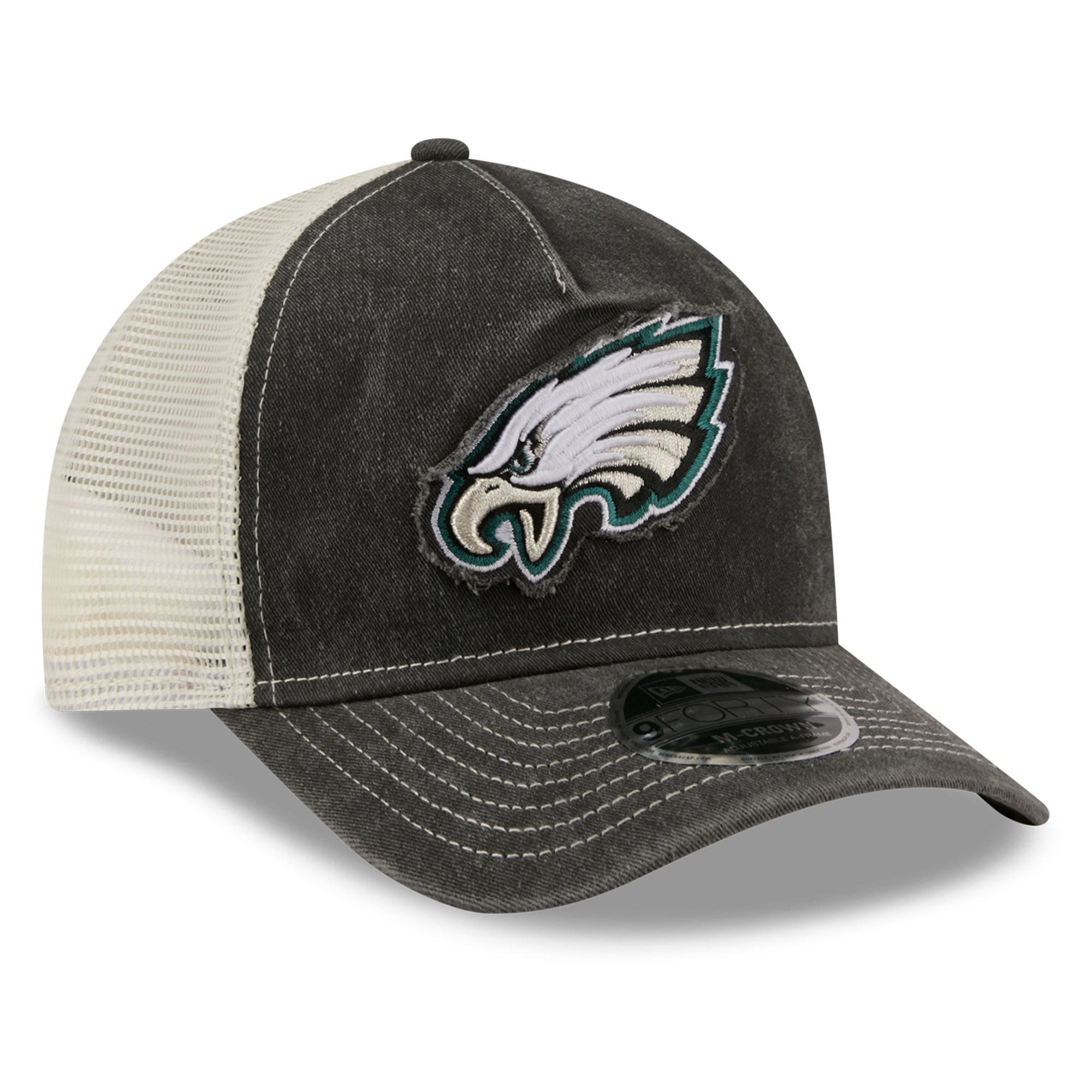 Casquette trucker ajustable New Era noire Philadelphia Eagles 9FORTY pour homme