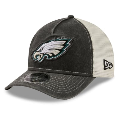  Philadelphia Eagles New Era Fan 9FORTY A-Frame Trucker Adjustable Hat - Black