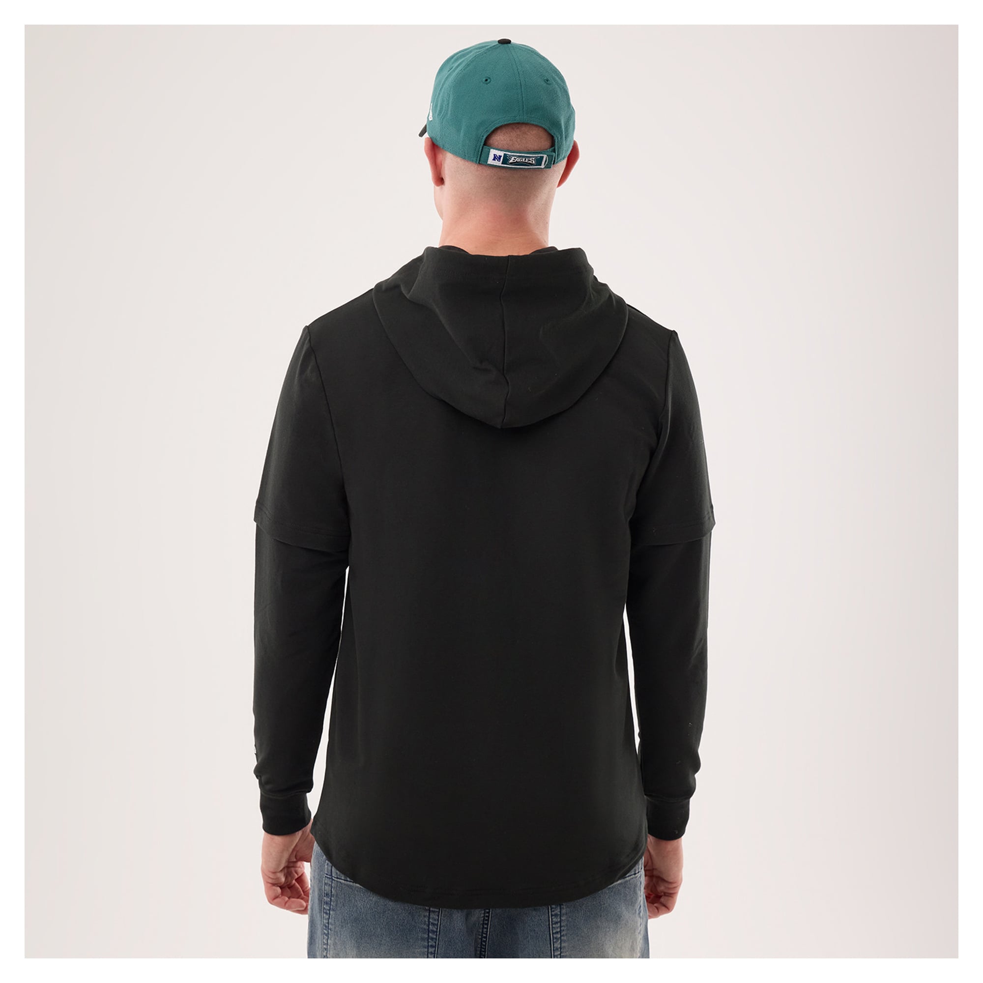 Men's New Era Black Philadelphia Eagles Functional Fandom Twofer Hoodie