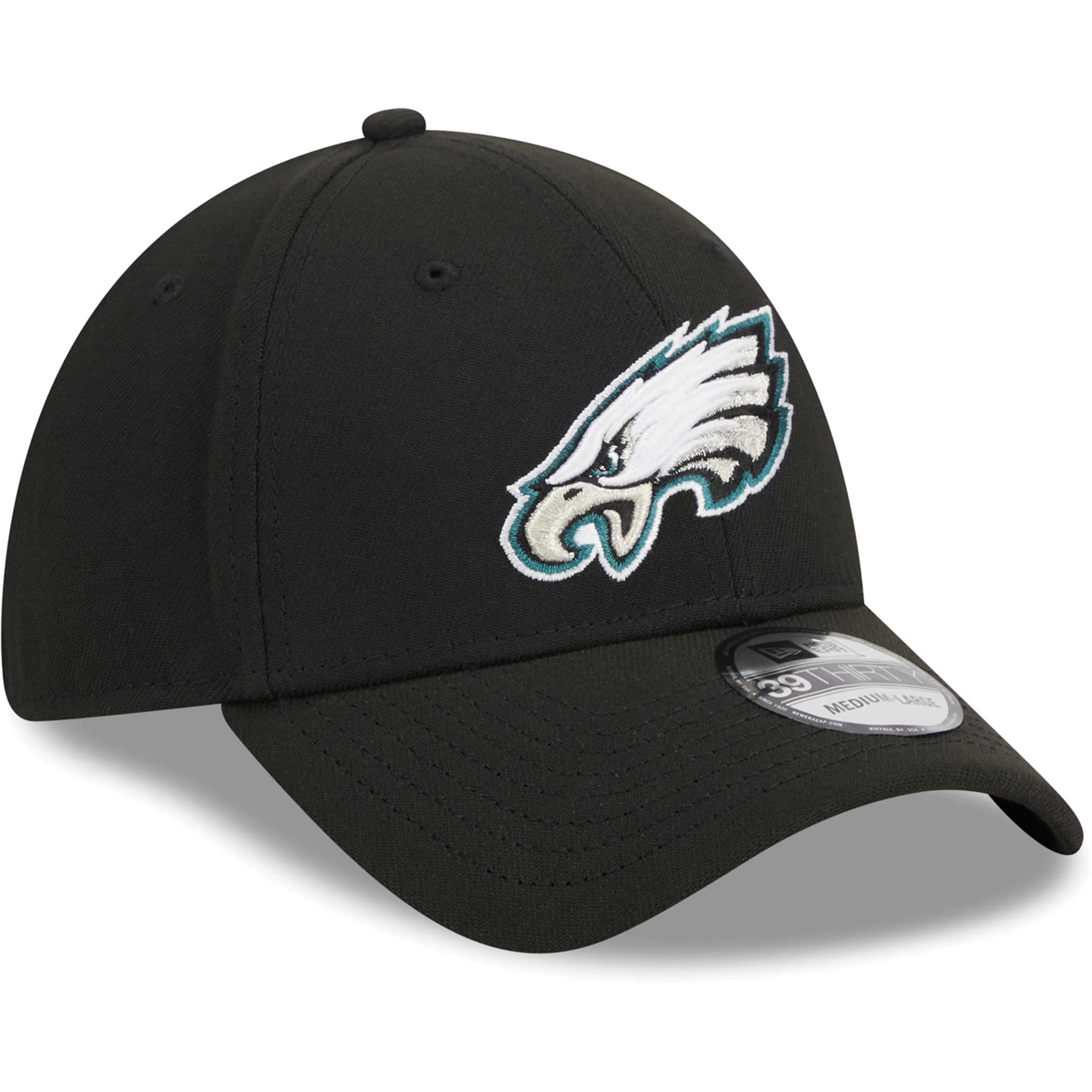 Casquette flexible principale 39THIRTY des Eagles de Philadelphie New Era pour hommes, noire