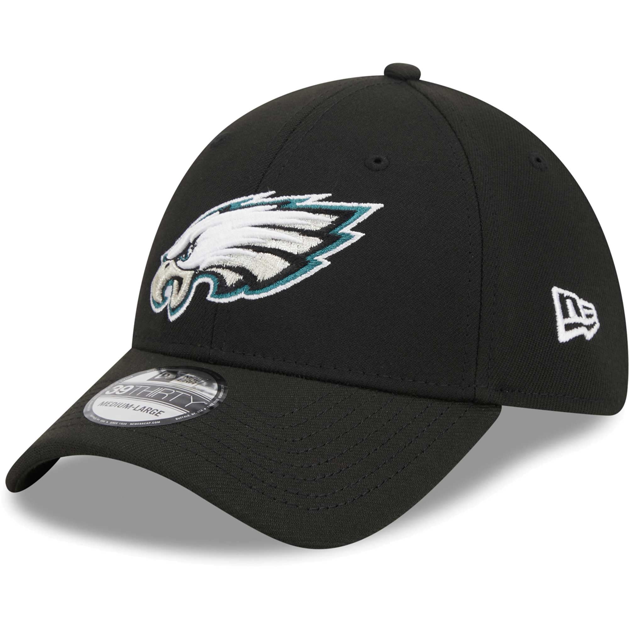 Casquette flexible principale 39THIRTY des Eagles de Philadelphie New Era pour hommes, noire