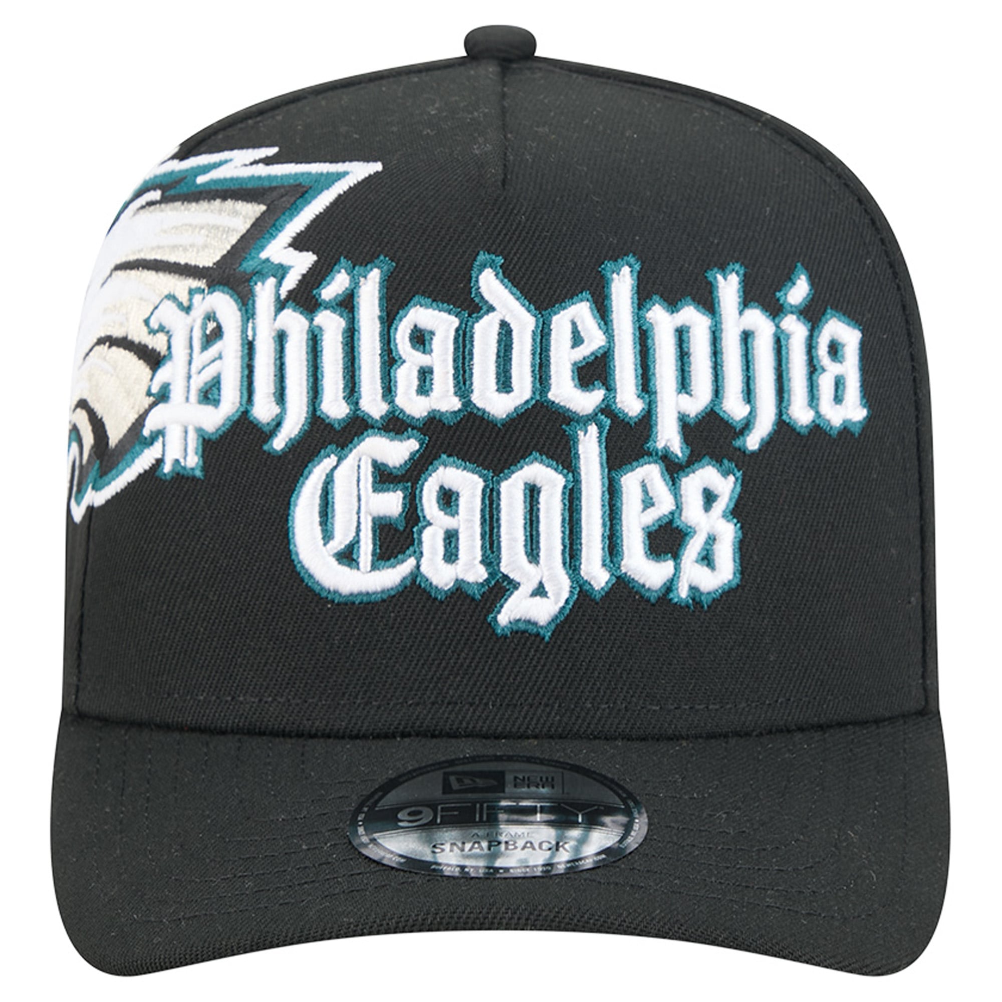 Men's New Era Black Philadelphia Eagles Proud A-Frame 9FIFTY Snapback Hat