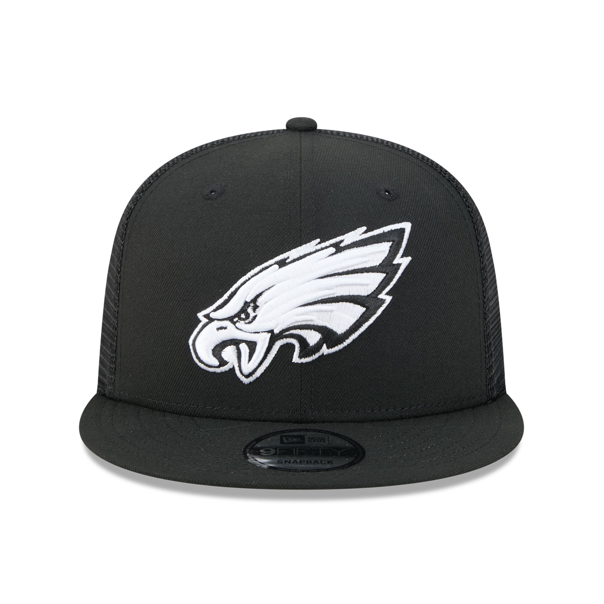Casquette trucker snapback New Era 9FIFTY noire et blanche Philadelphia Eagles pour homme
