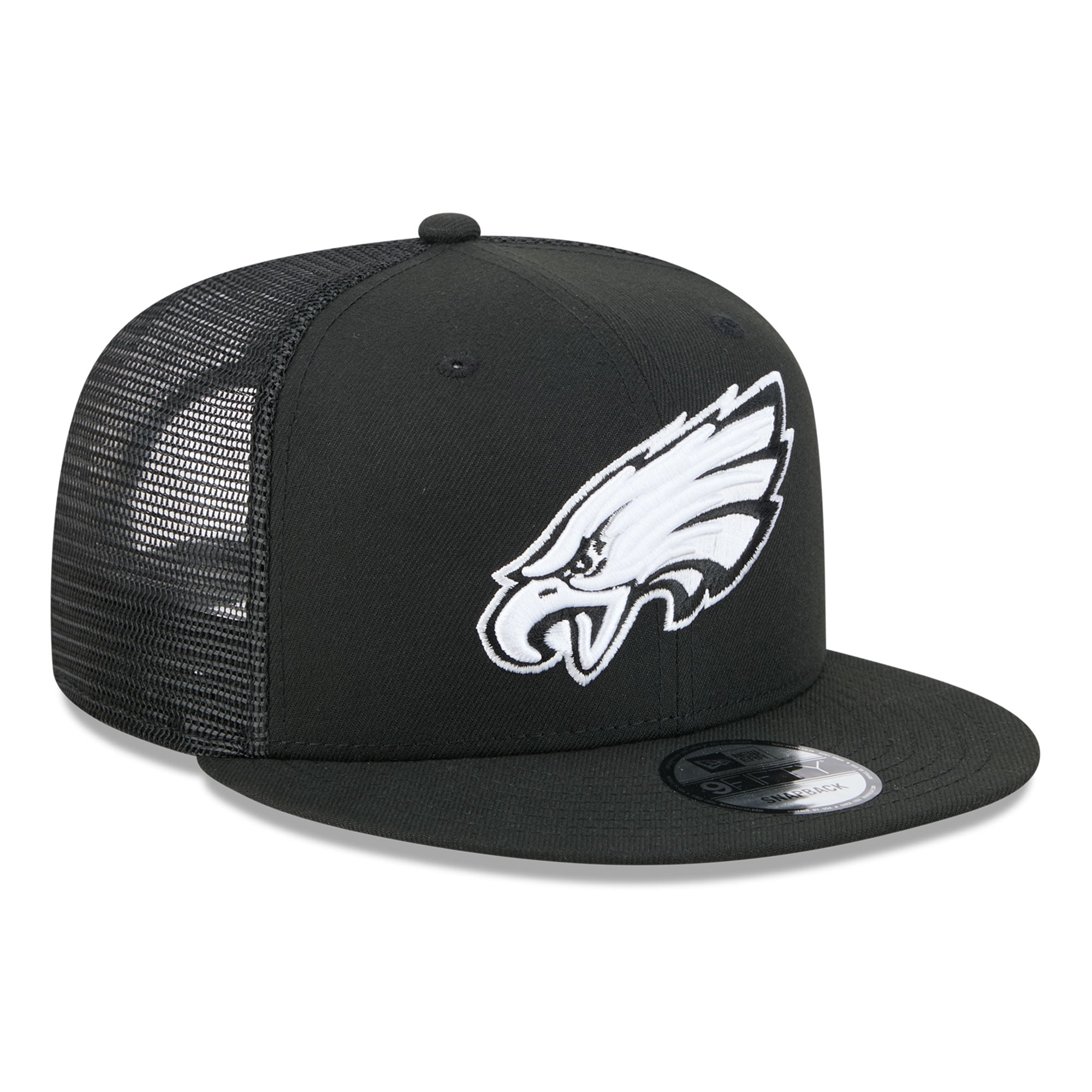 Casquette trucker snapback New Era 9FIFTY noire et blanche Philadelphia Eagles pour homme