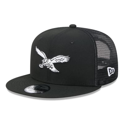 Philadelphia Eagles New Era 9FIFTY Snapback Trucker Hat - Black/White