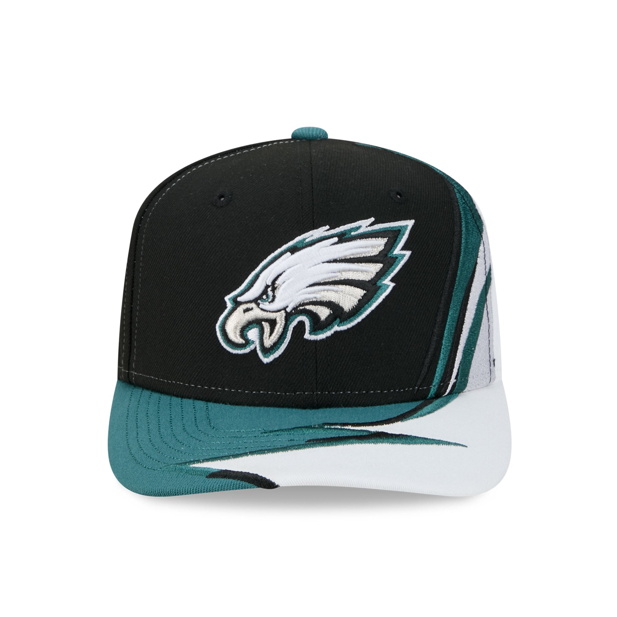 Casquette ajustable New Era noire et blanche pour homme, fan des Eagles de Philadelphie, modèle 9SEVENTY