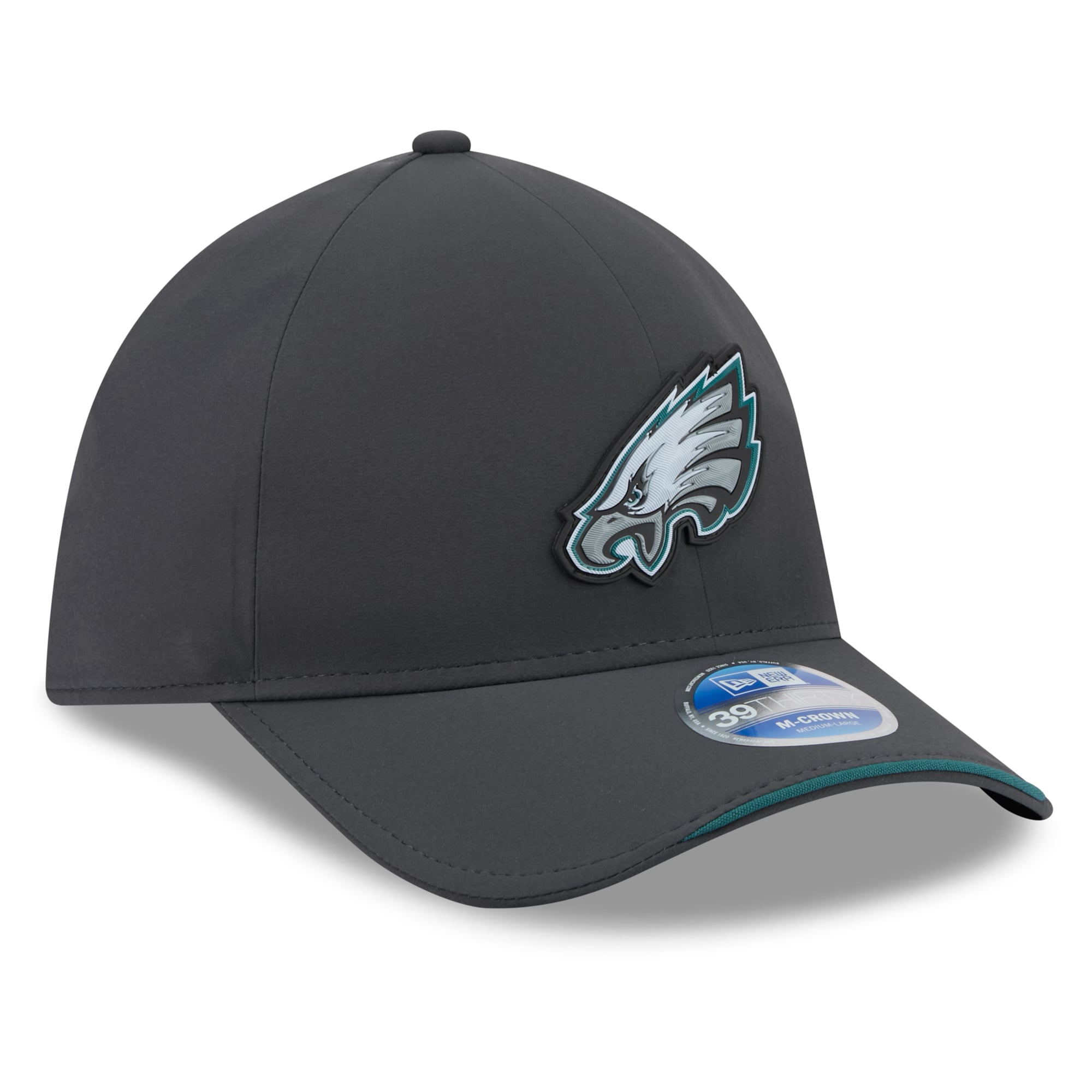Casquette extensible New Era 39THIRTY M-Crown pour homme, couleur anthracite, Philadelphia Eagles 2026, idéale les temps froids.