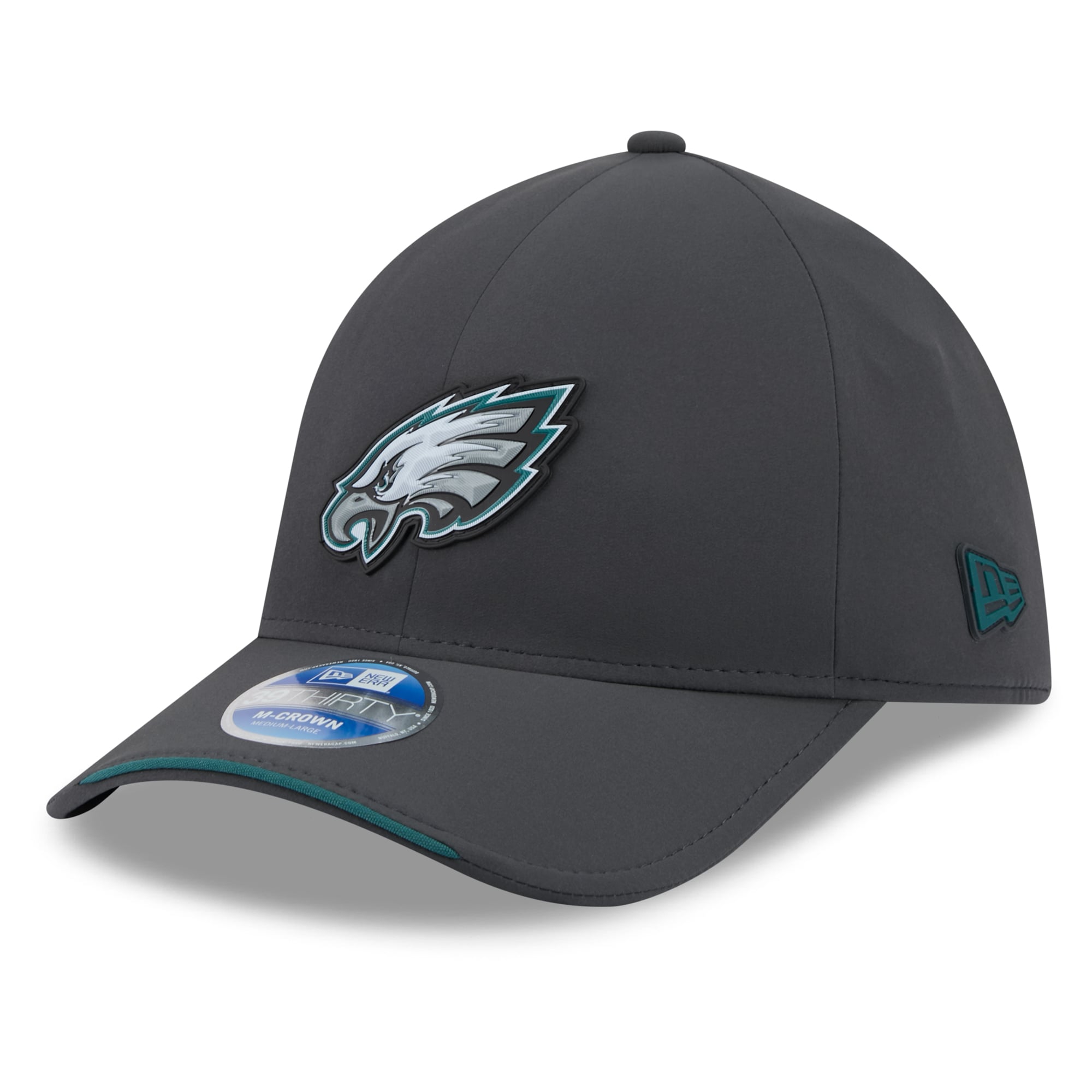 Casquette extensible New Era 39THIRTY M-Crown pour homme, couleur anthracite, Philadelphia Eagles 2026, idéale les temps froids.