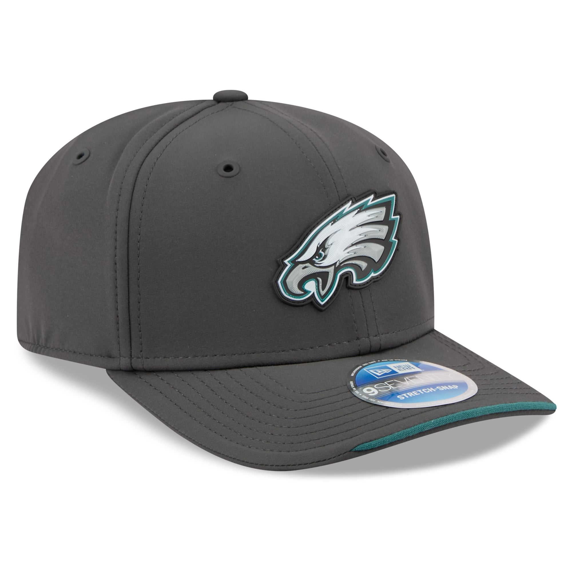 Casquette ajustable New Era anthracite Philadelphia Eagles 2026 Sideline pour temps froid 9SEVENTY