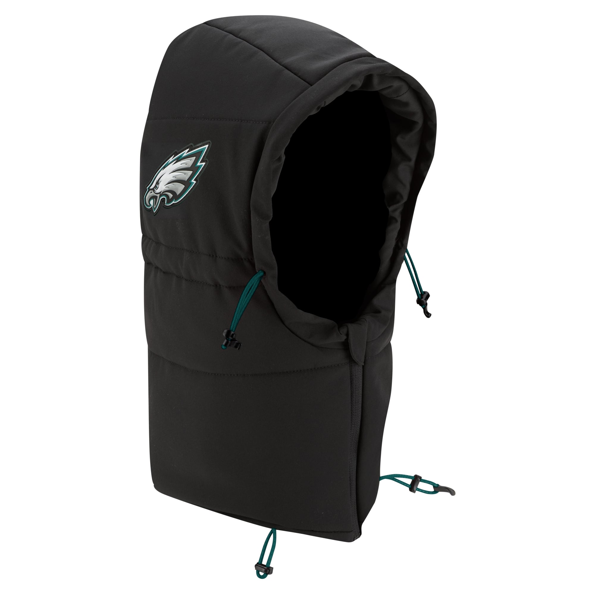 Sweat à capuche matelassé ajustable New Era pour homme, coloris anthracite, Philadelphia Eagles 2026 Sideline, idéal pour temps froid.