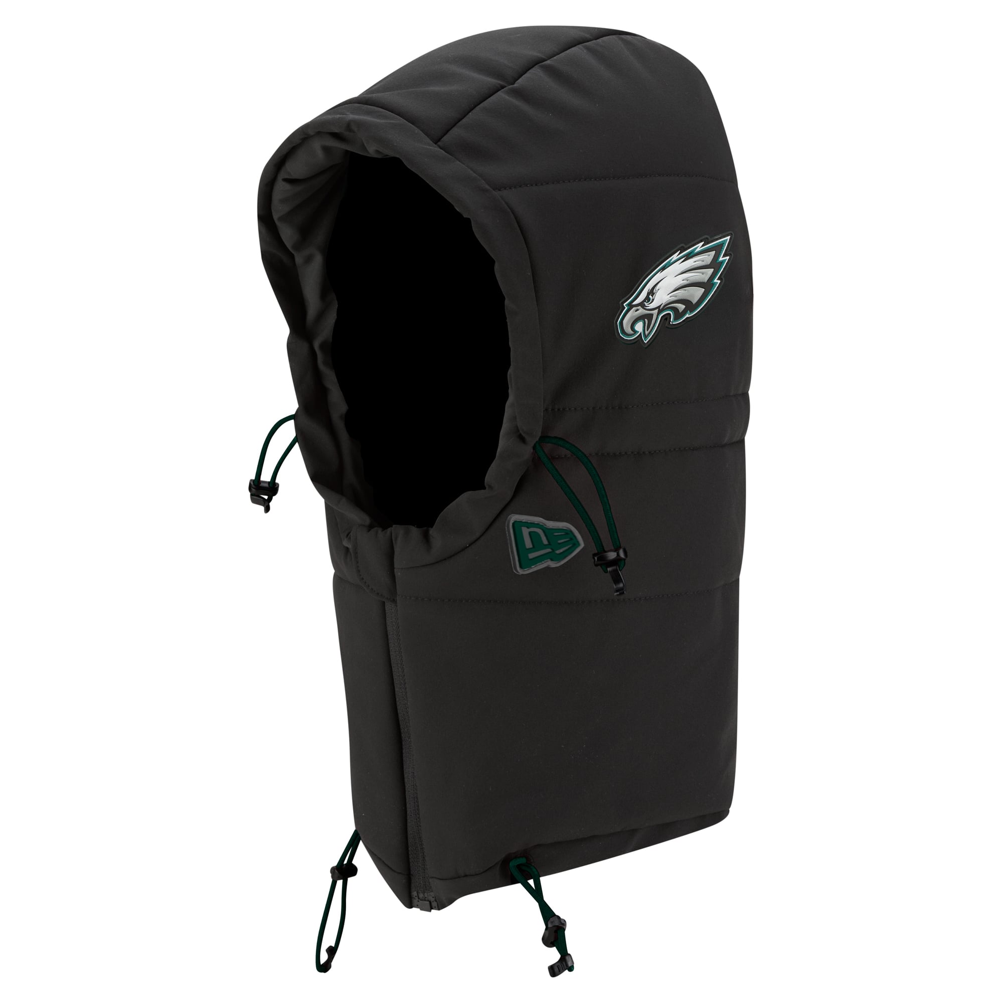 Sweat à capuche matelassé ajustable New Era pour homme, coloris anthracite, Philadelphia Eagles 2026 Sideline, idéal pour temps froid.