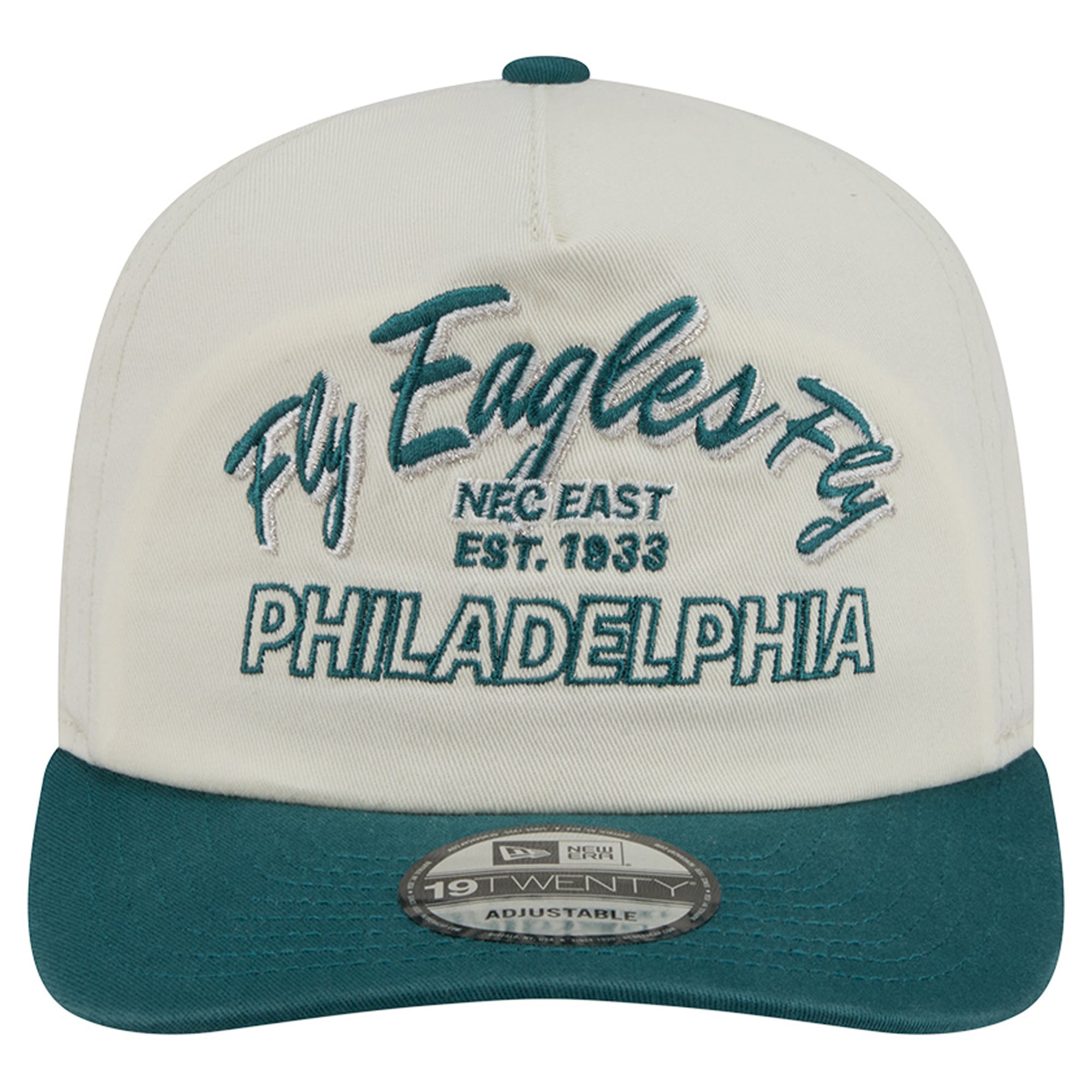 Casquette ajustable New Era crème Philadelphia Eagles Script 19TWENTY pour homme