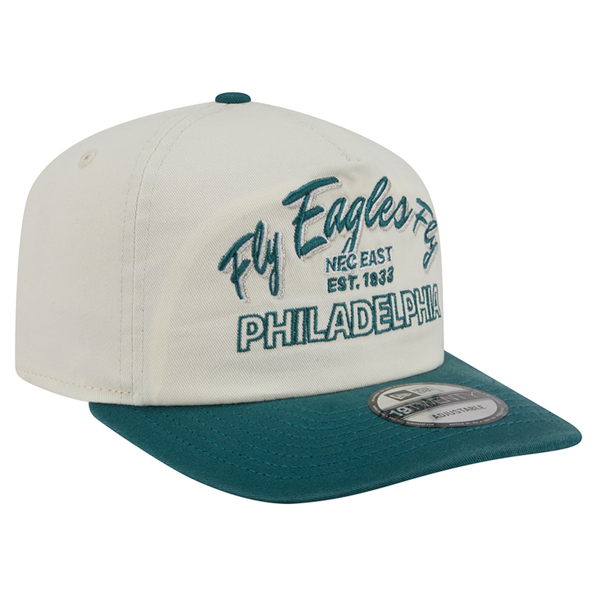 Casquette ajustable New Era crème Philadelphia Eagles Script 19TWENTY pour homme