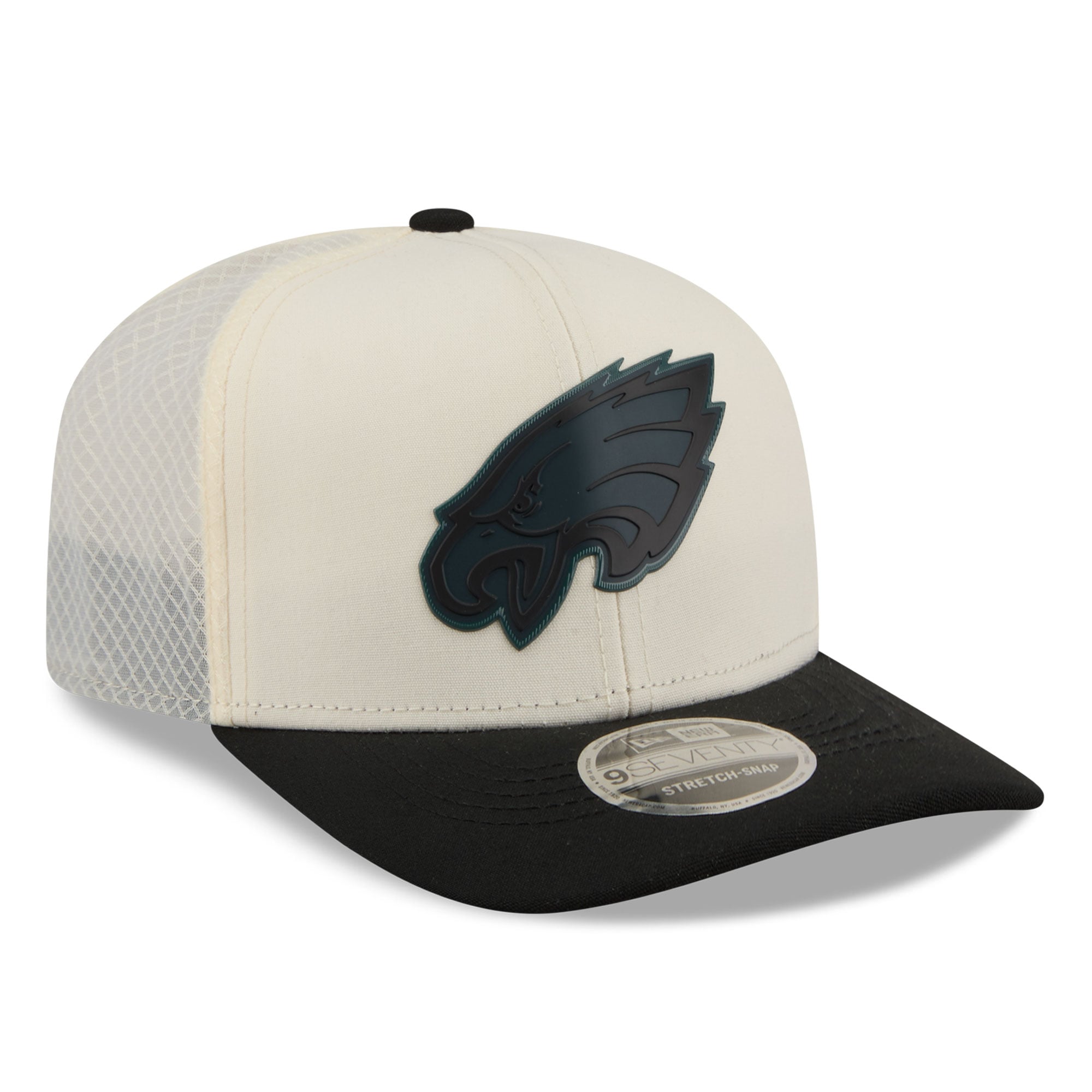 Casquette ajustable New Era 9SEVENTY crème/noir Philadelphia Eagles pour homme