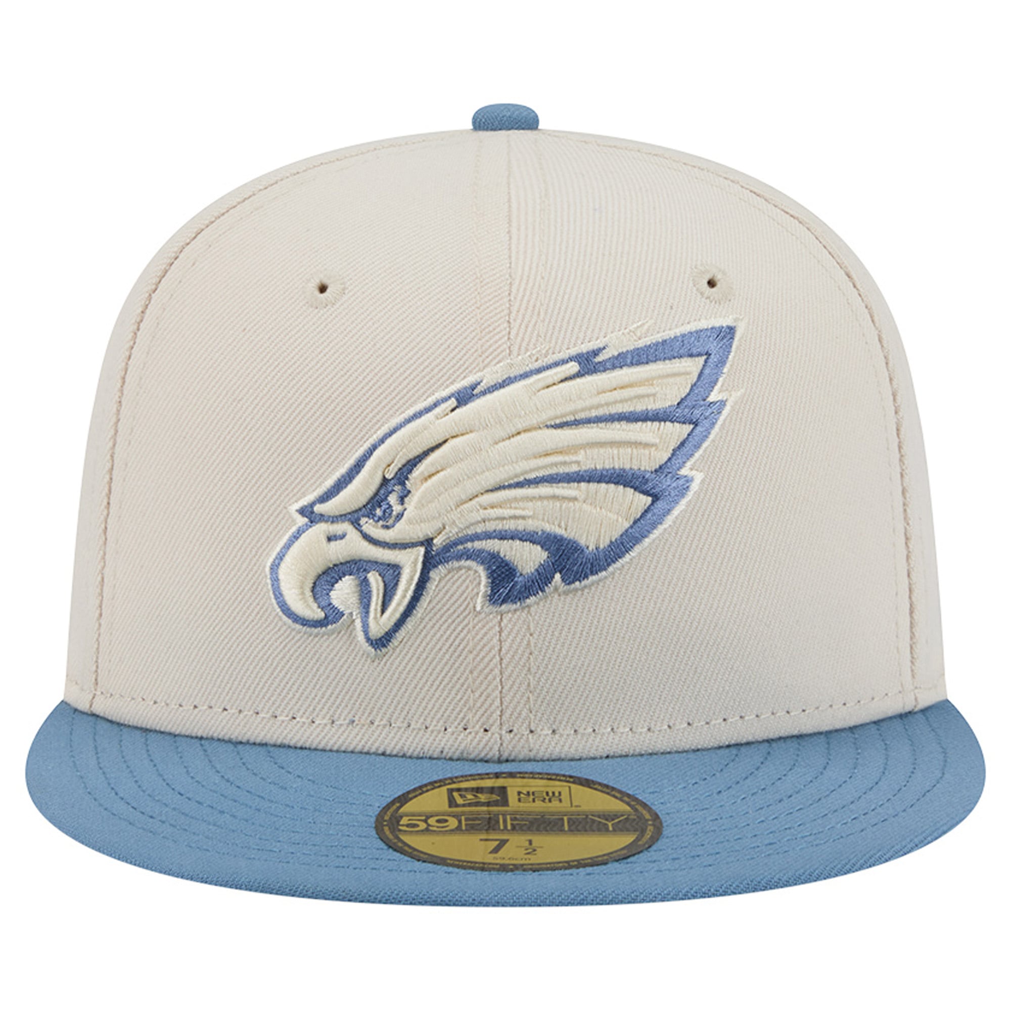Casquette ajustée New Era 59FIFTY crème/bleu Philadelphia Eagles pour homme