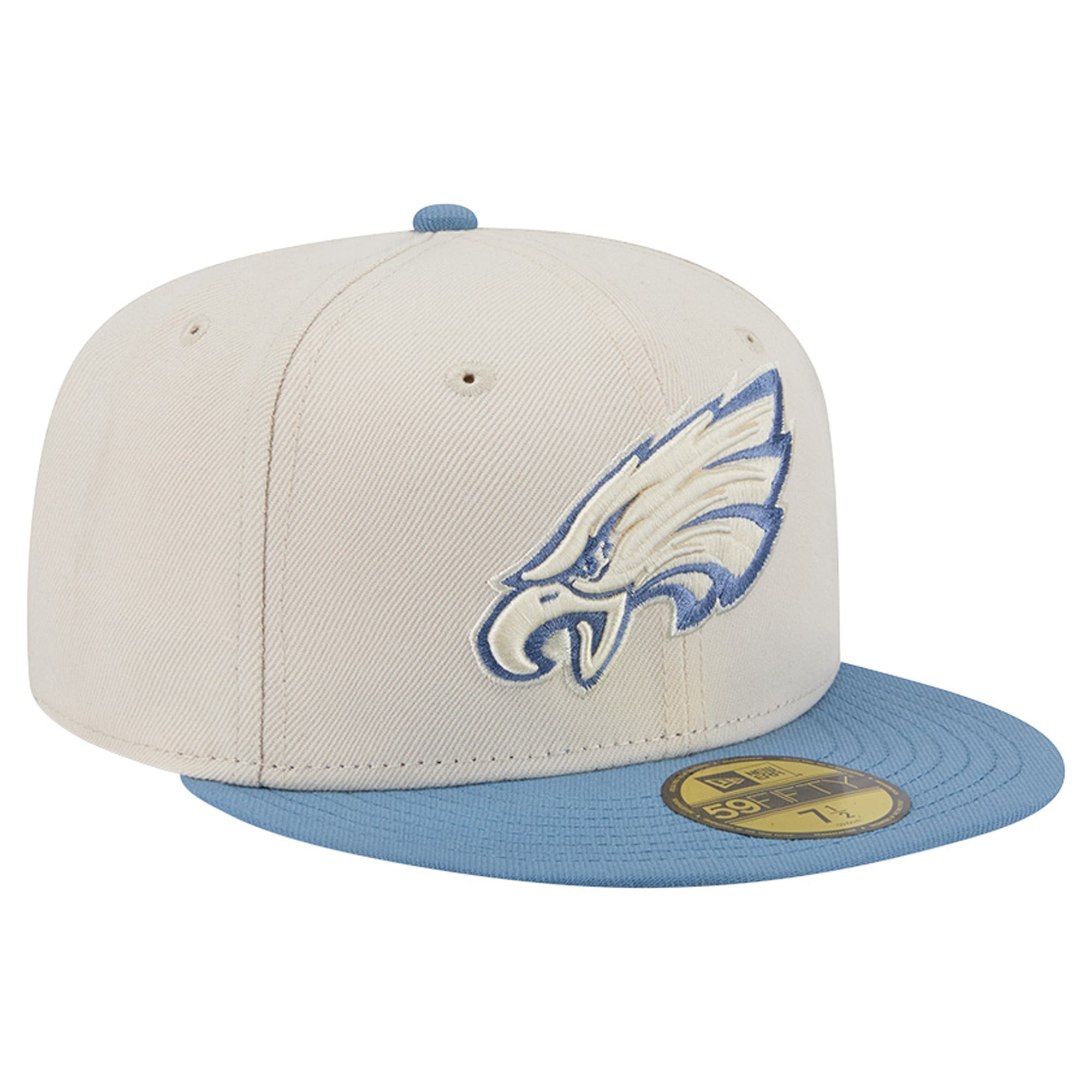 Casquette ajustée New Era 59FIFTY crème/bleu Philadelphia Eagles pour homme