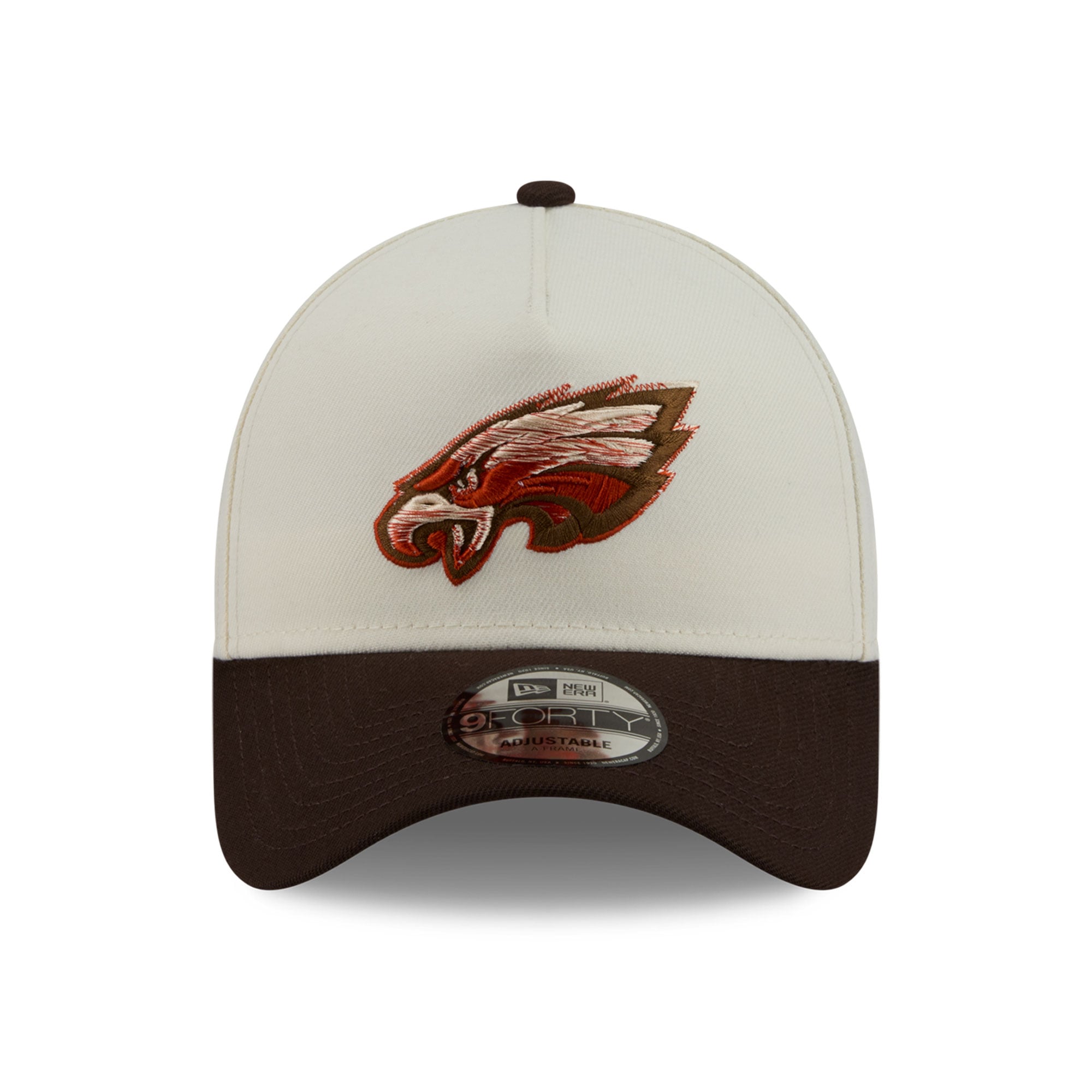 Men's New Era Cream/Brown Philadelphia Eagles Pumpkin Spice A-Frame 9FORTY Adjustable Hat