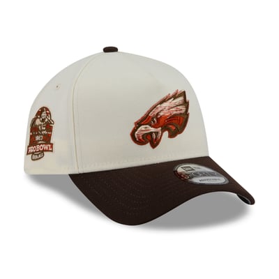 Philadelphia Eagles New Era Pumpkin Spice A-Frame 9FORTY Adjustable Hat - Cream/Brown