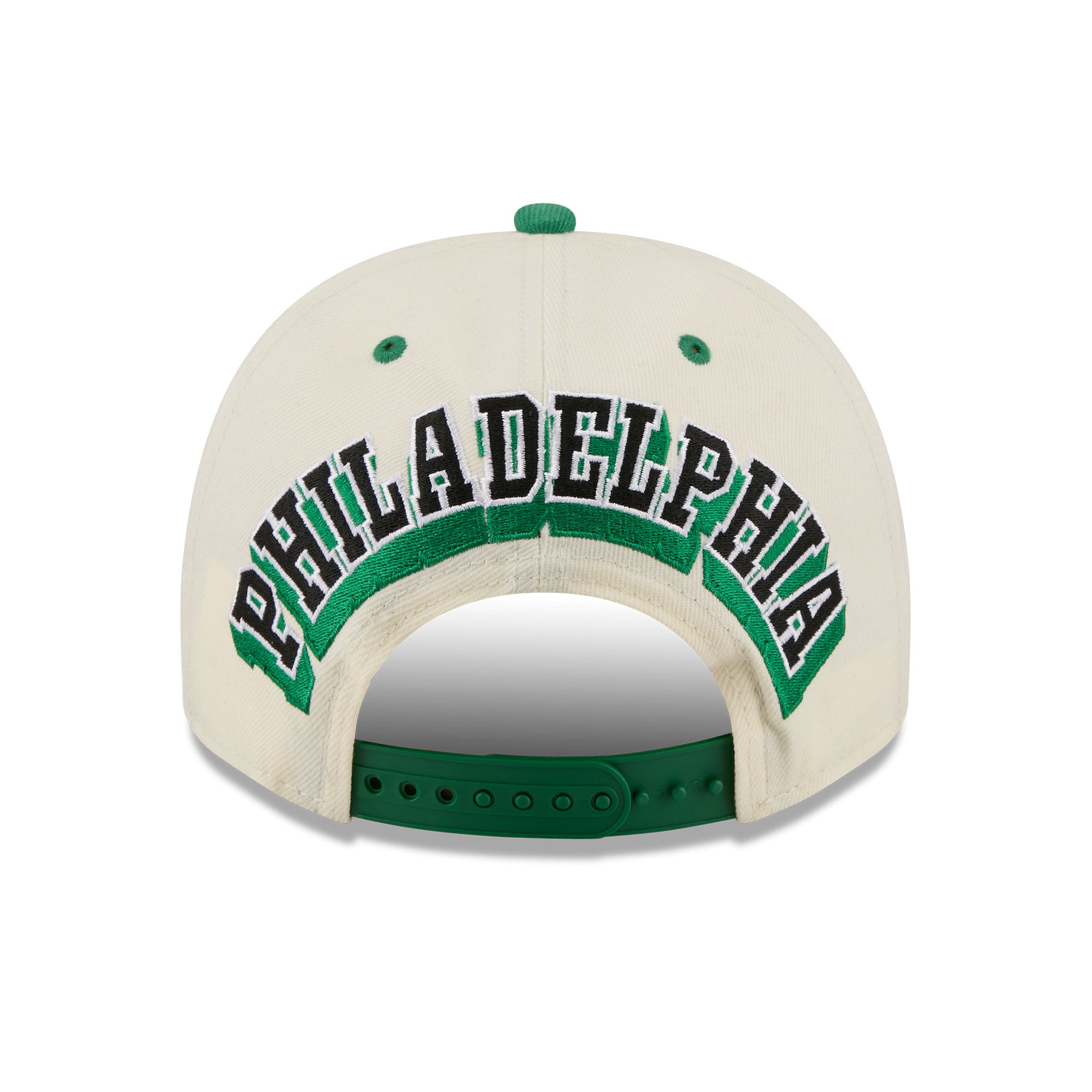 Casquette snapback New Era 9FIFTY pour homme, crème/vert Kelly, logo Philadelphia Eagles à l'arrière.