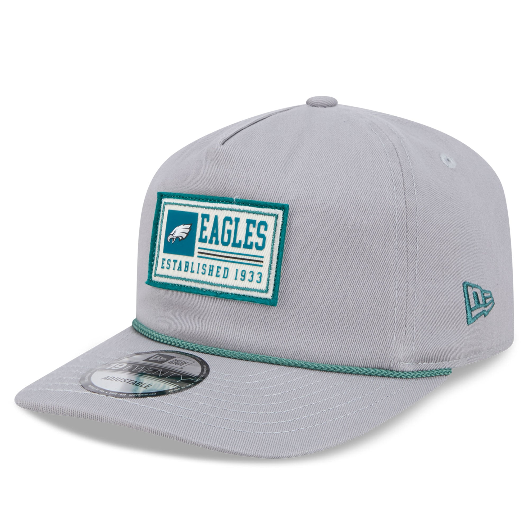 Casquette ajustable New Era grise Philadelphia Eagles Patch 19TWENTY pour homme