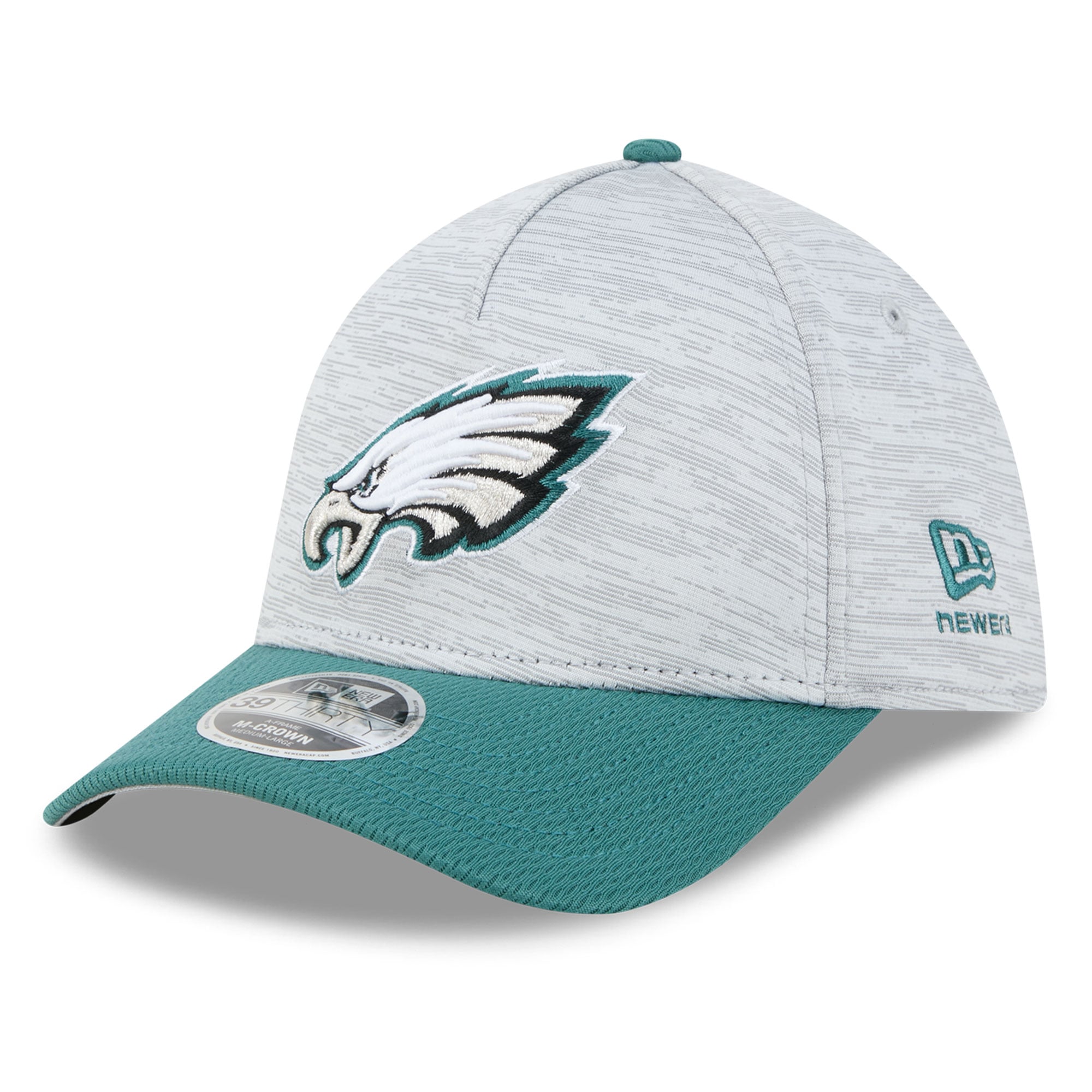 Men's New Era Gray/Midnight Green Philadelphia Eagles Tech M-Crown A-Frame 39THIRTY Flex Hat
