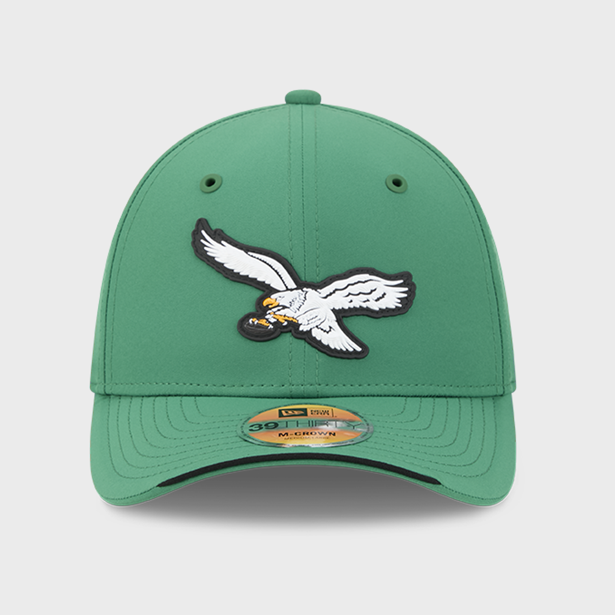 Casquette New Era Kelly Green Philadelphia Eagles 2026 Sideline Throwback 39THIRTY M-Crown Flex pour homme
