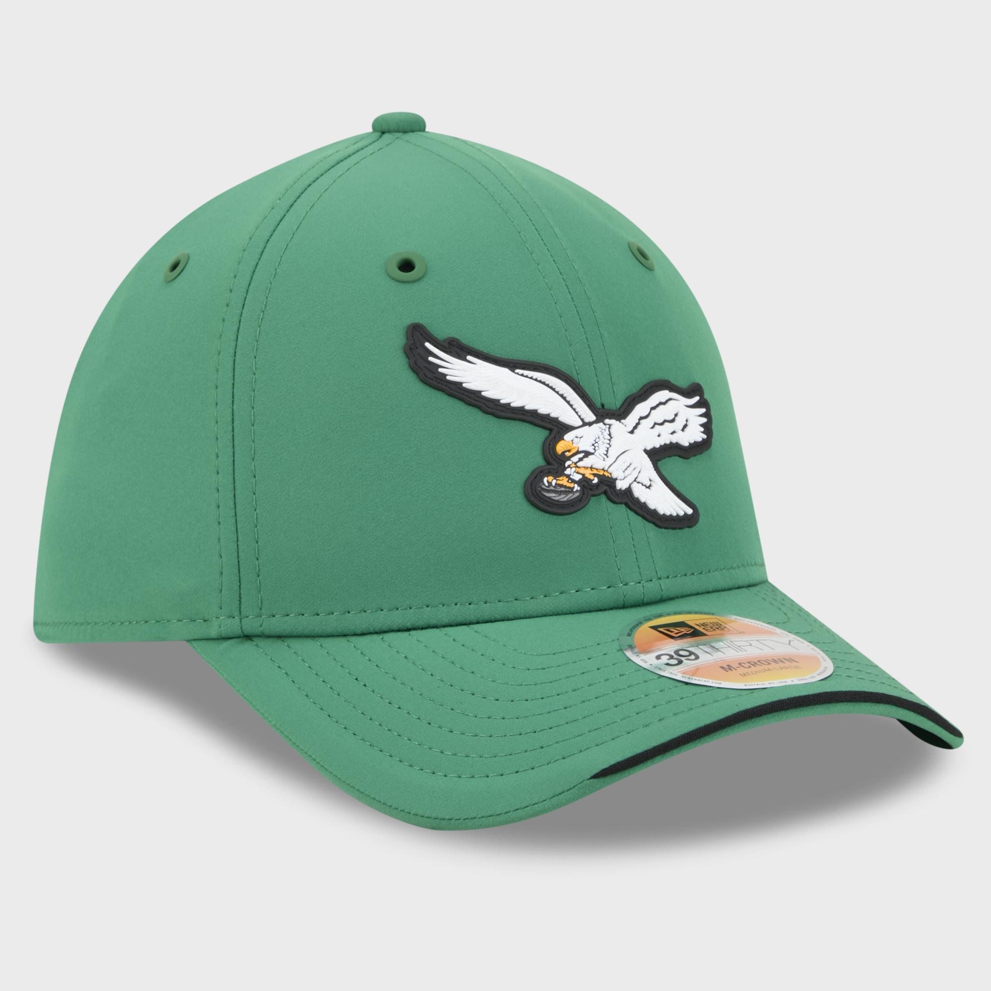 Casquette New Era Kelly Green Philadelphia Eagles 2026 Sideline Throwback 39THIRTY M-Crown Flex pour homme