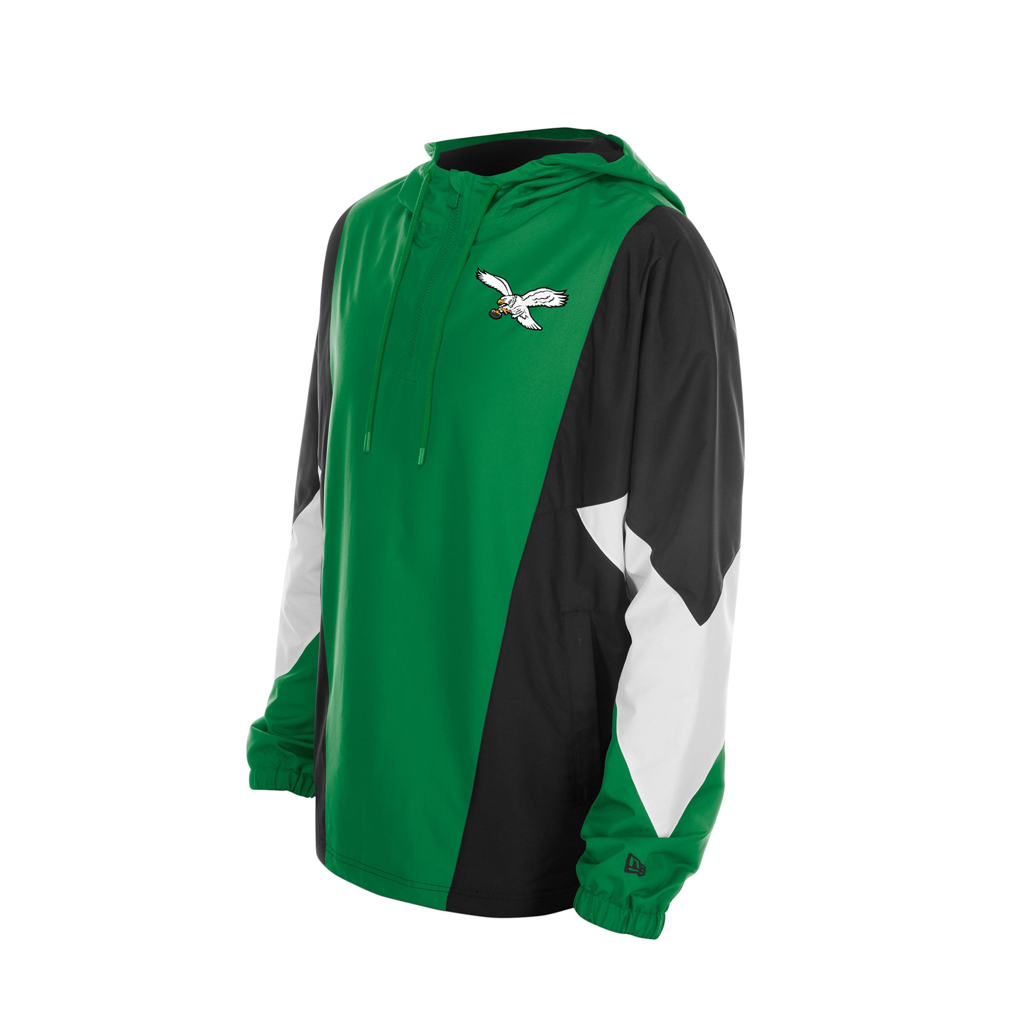 Men's New Era Kelly Green Philadelphia Eagles Quarter-Zip Windbreaker Jacket