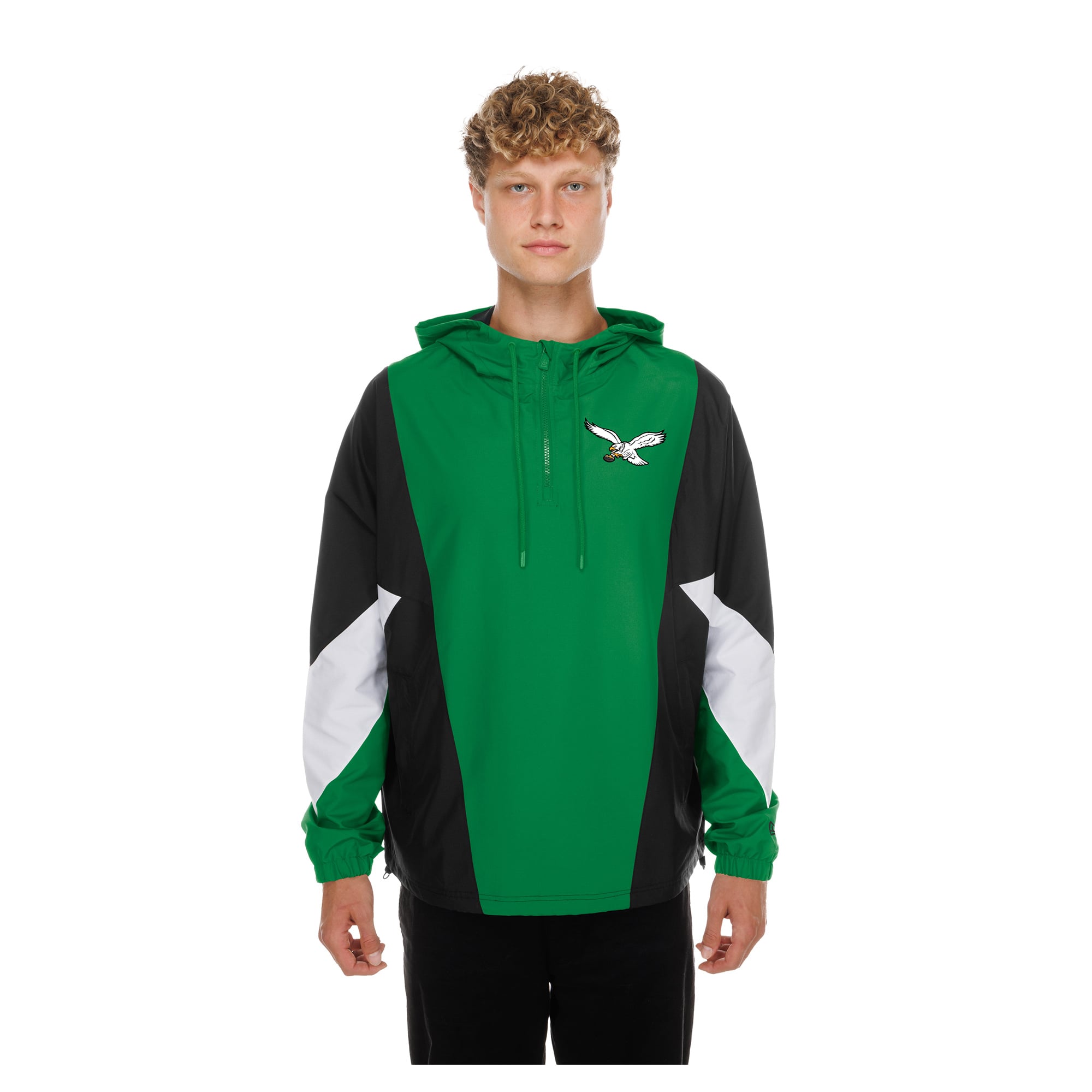 Men's New Era Kelly Green Philadelphia Eagles Quarter-Zip Windbreaker Jacket