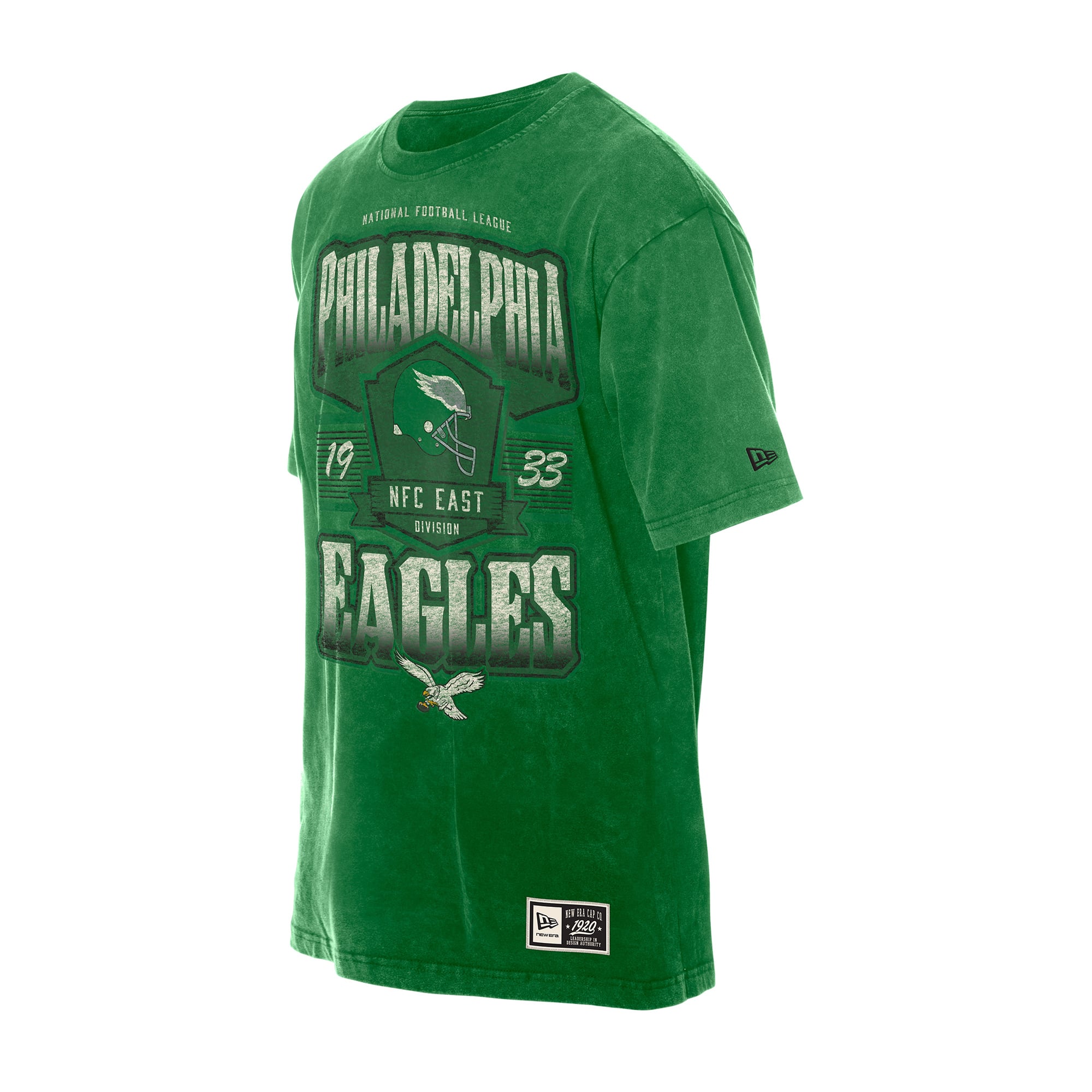 T-shirt homme New Era Kelly Green Philadelphia Eagles Throwback à délavage minéral