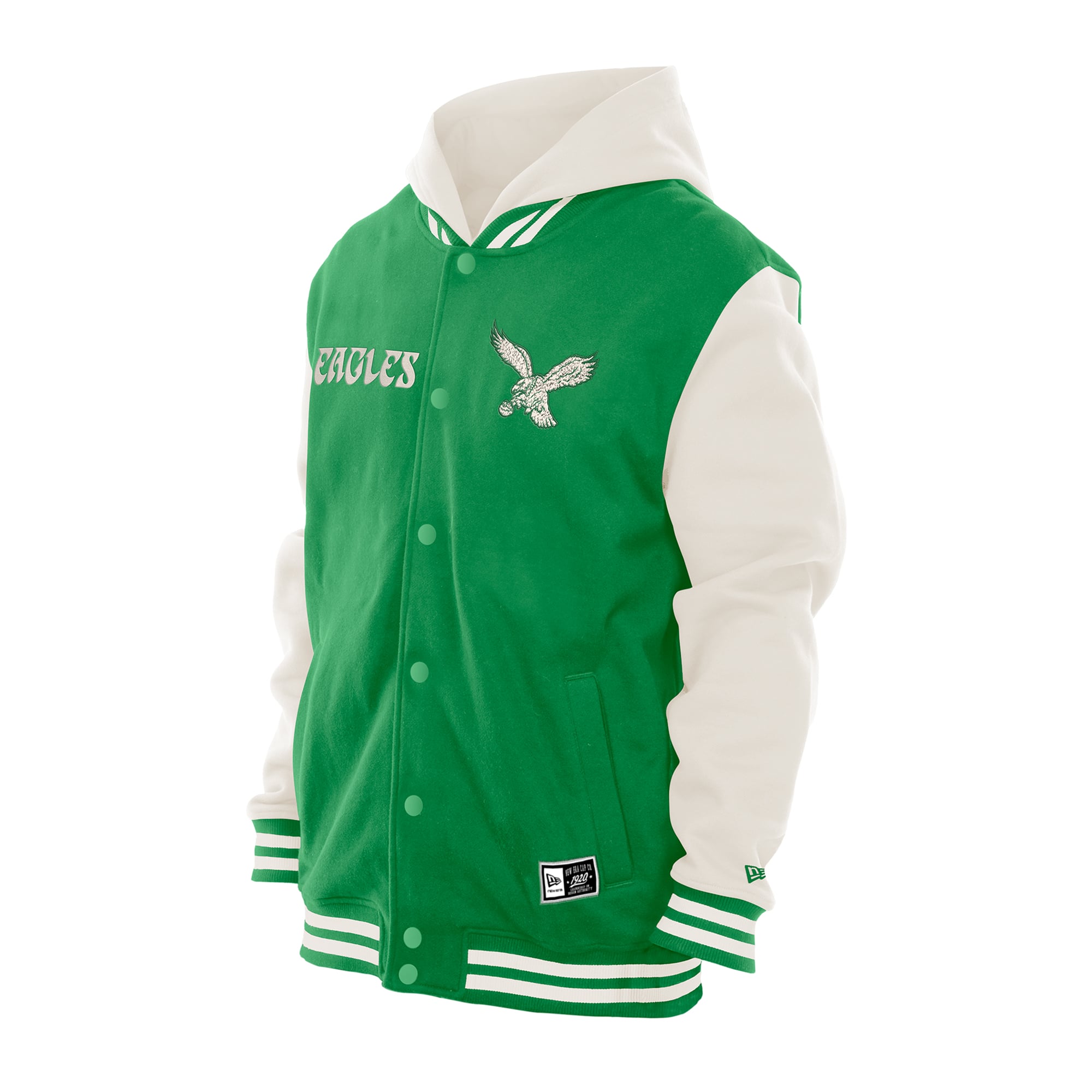 Veste polaire à capuche New Era Kelly Green/Crème Philadelphia Eagles pour homme