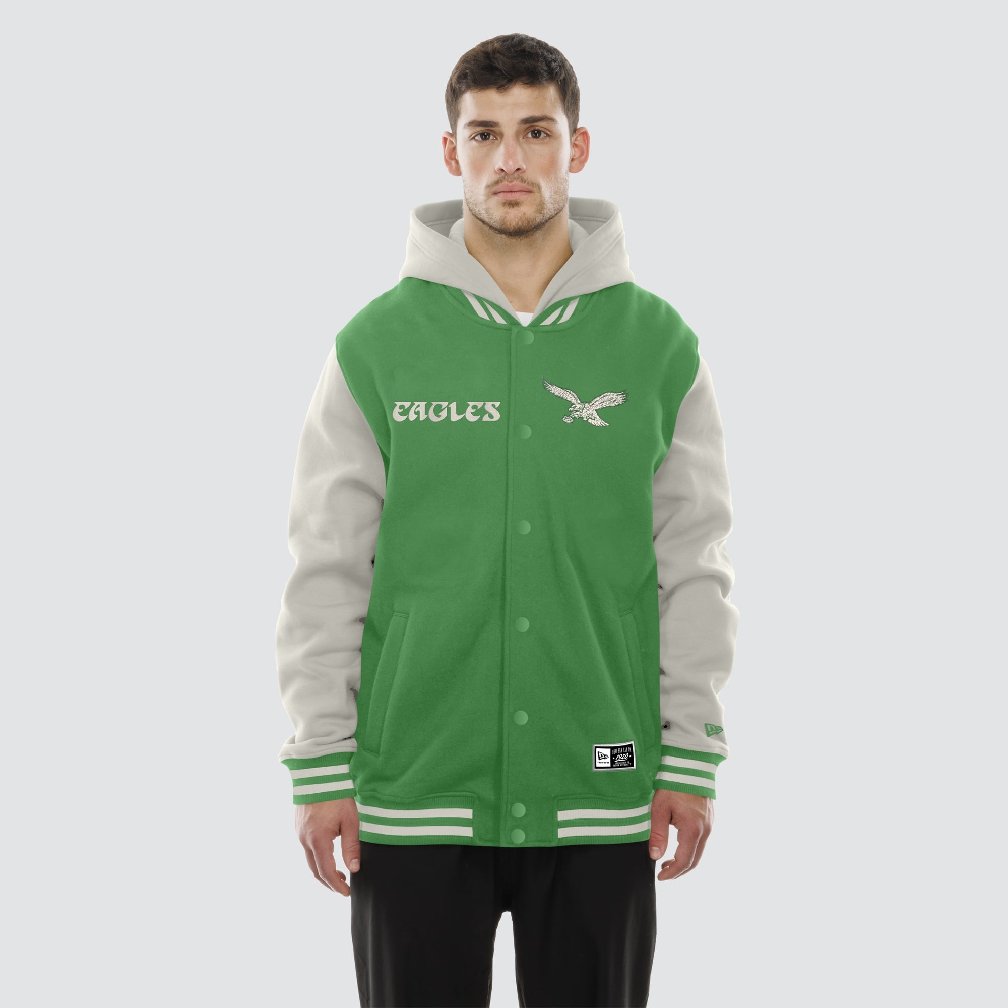 Veste polaire à capuche New Era Kelly Green/Gris Philadelphia Eagles pour homme