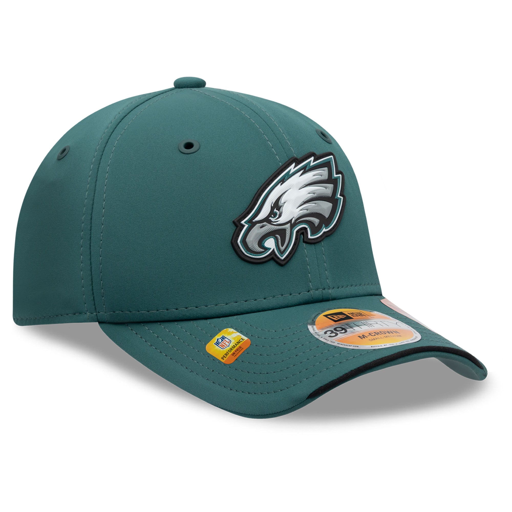 Casquette New Era Midnight Green Philadelphia Eagles 2026 Sideline 39THIRTY M-Crown Flex pour homme