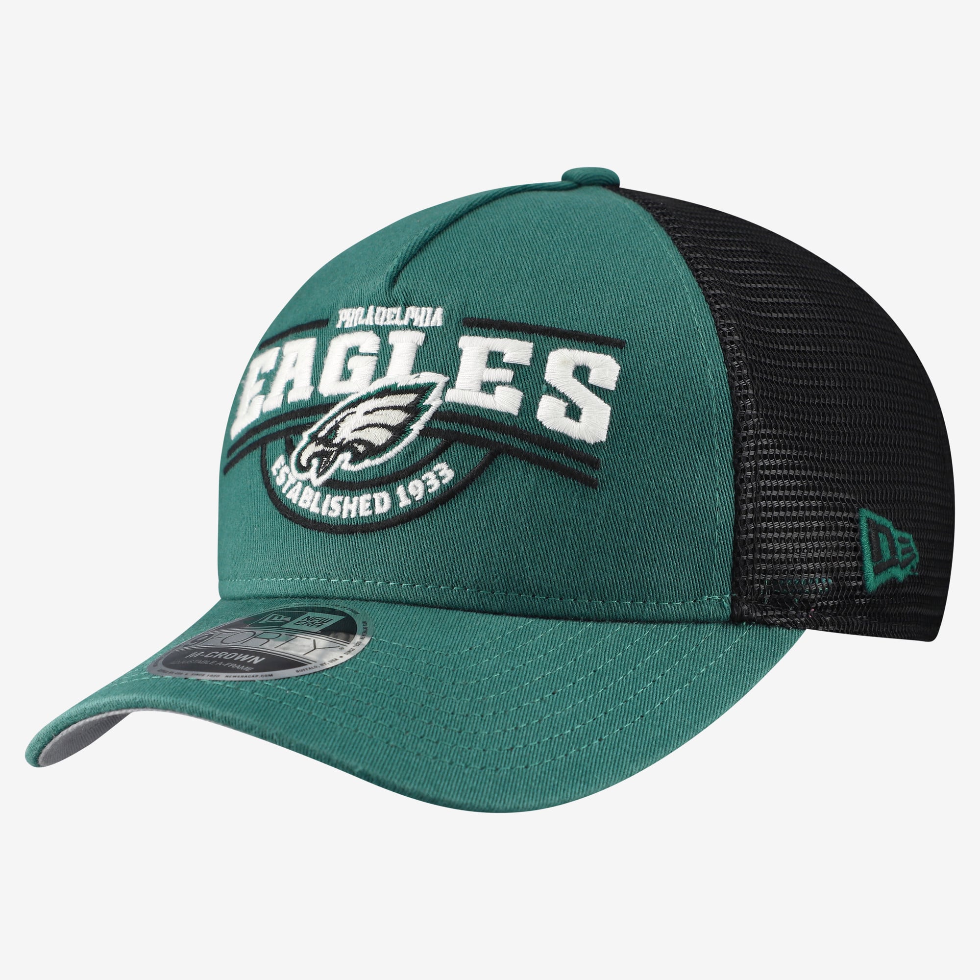 Casquette ajustable New Era 9FORTY A-Frame vert nuit pour homme, Philadelphia Eagles