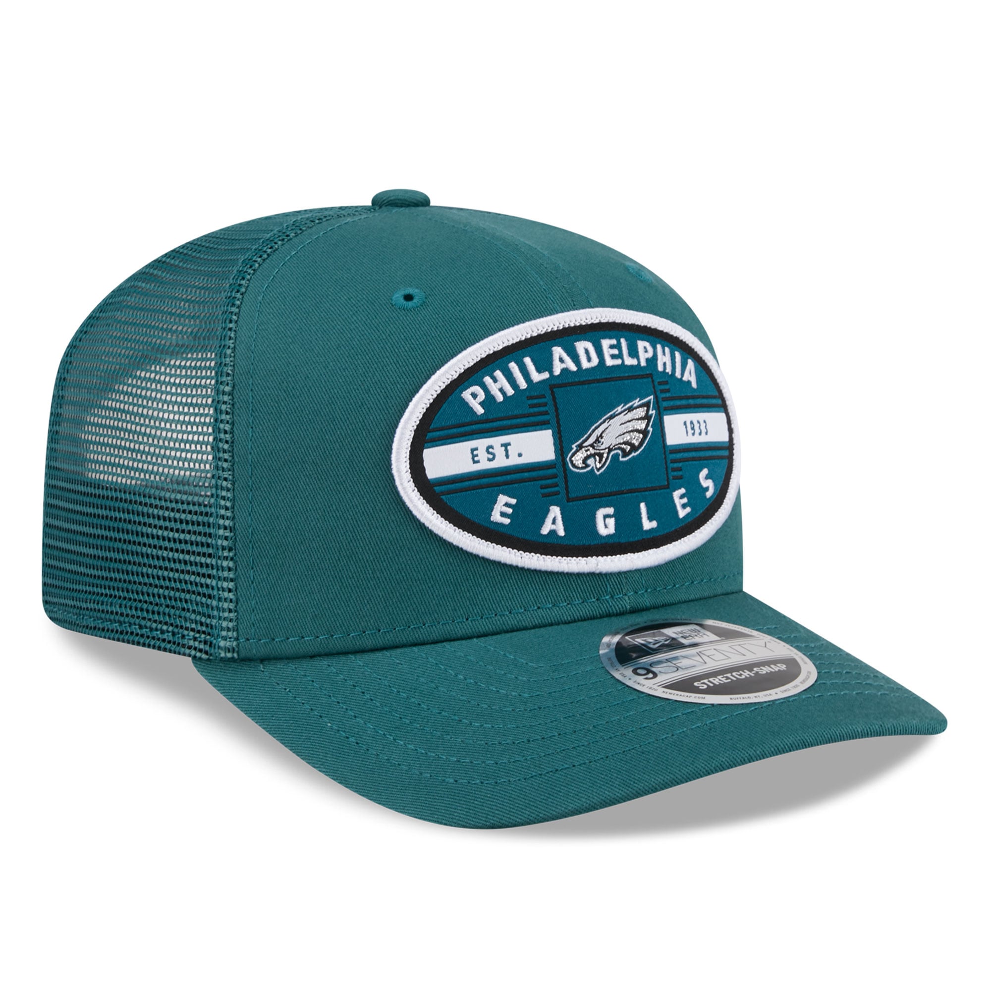 Casquette trucker New Era Midnight Green Philadelphia Eagles Collegiate 9SEVENTY pour homme