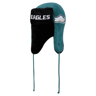 Philadelphia Eagles New Era Helmet Head Trapper Knit Hat - Midnight Green