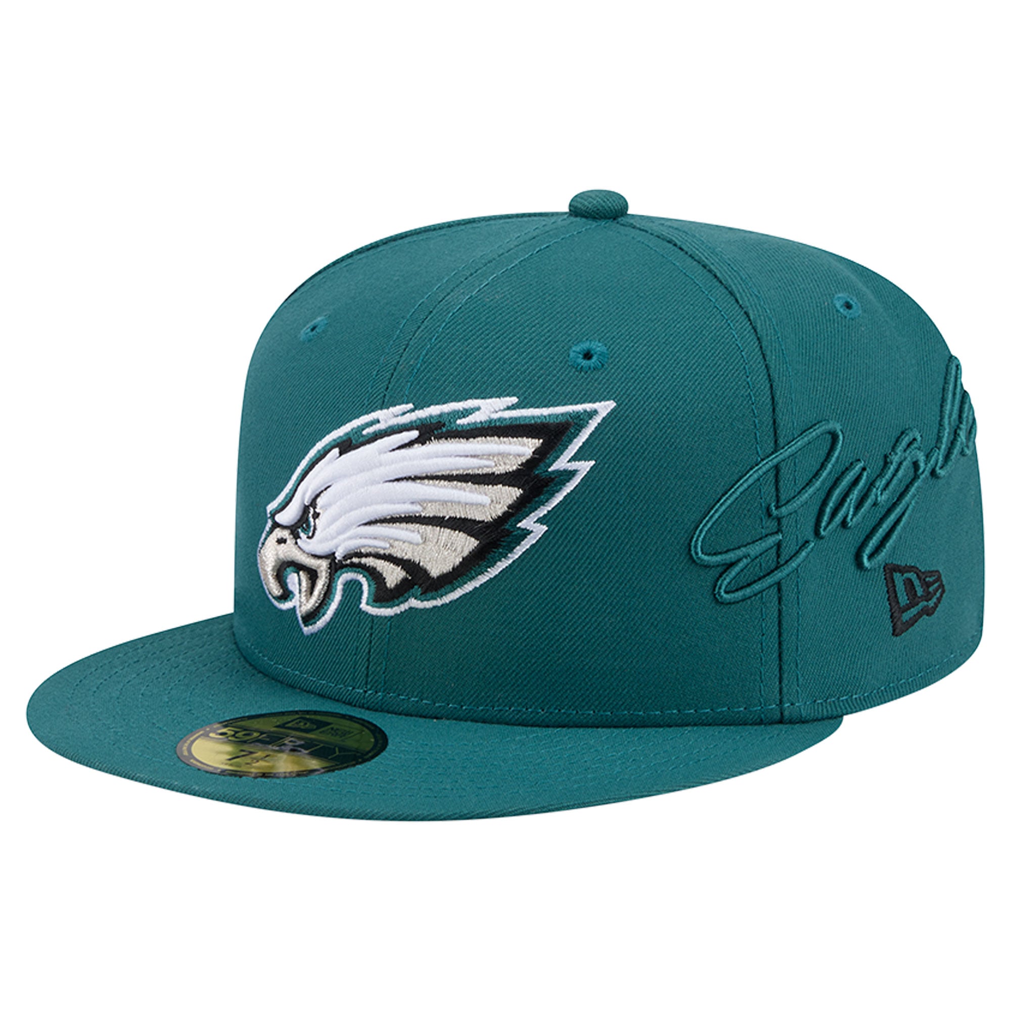 Casquette ajustée New Era 59FIFTY vert nuit pour homme, logo Philadelphia Eagles sur le côté