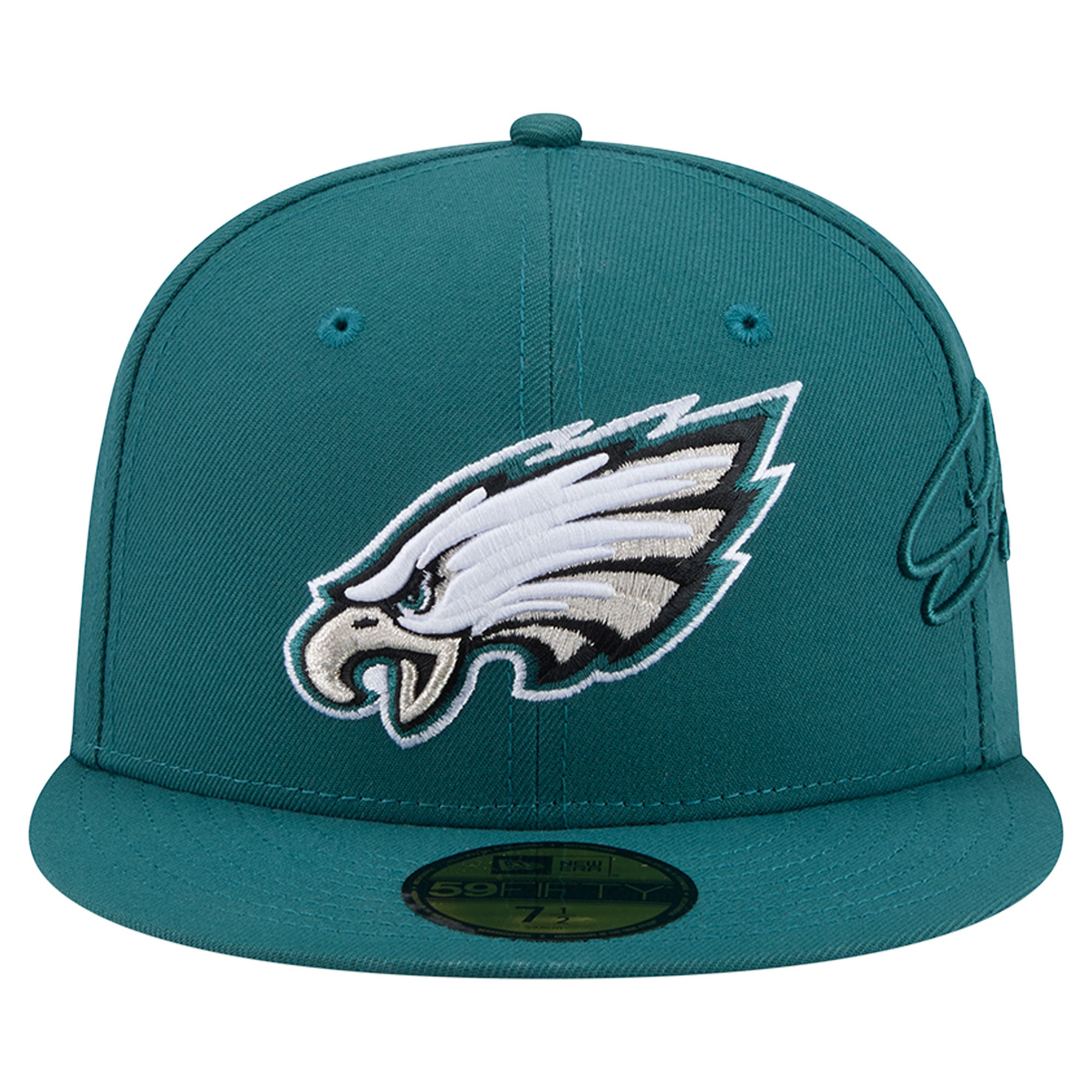 Casquette ajustée New Era 59FIFTY vert nuit pour homme, logo Philadelphia Eagles sur le côté