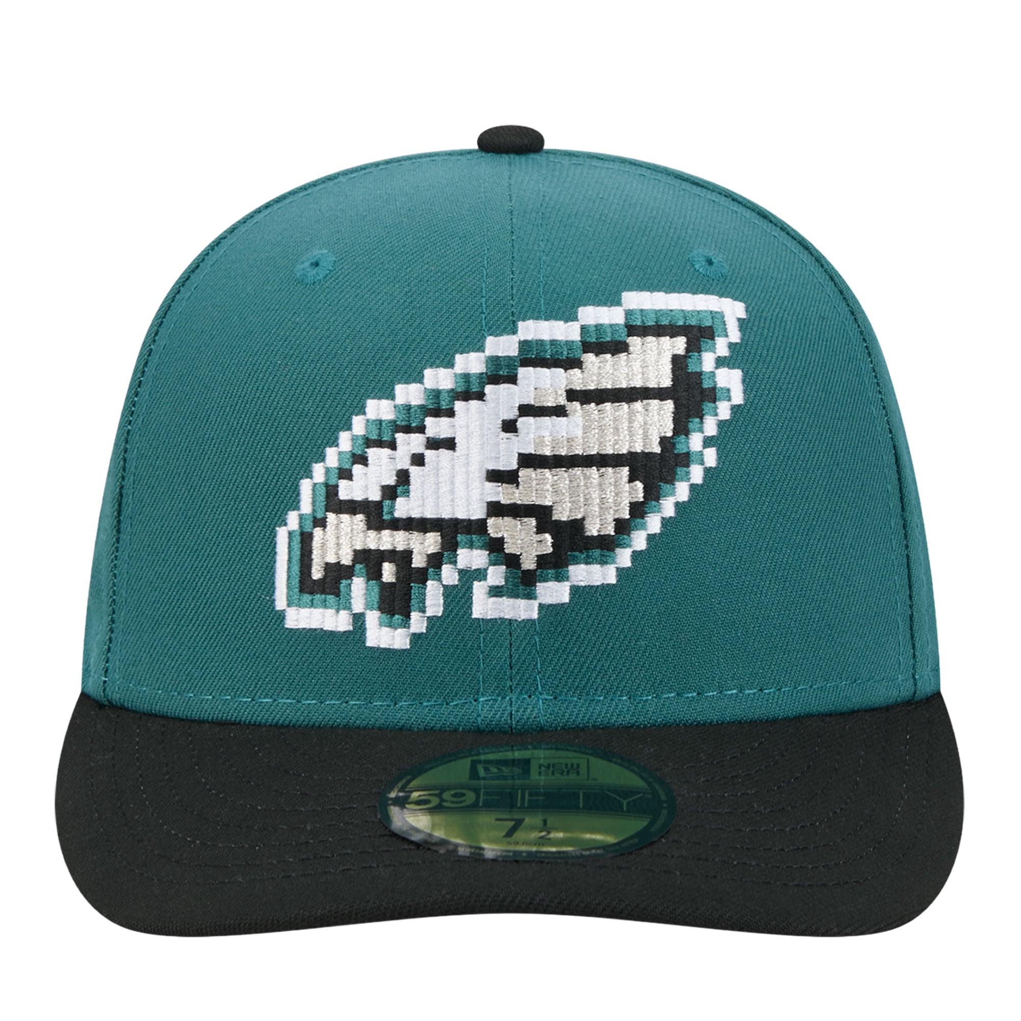 Men's New Era Midnight Green/Black Philadelphia Eagles Pixel Curved 59FIFTY Fitted Hat