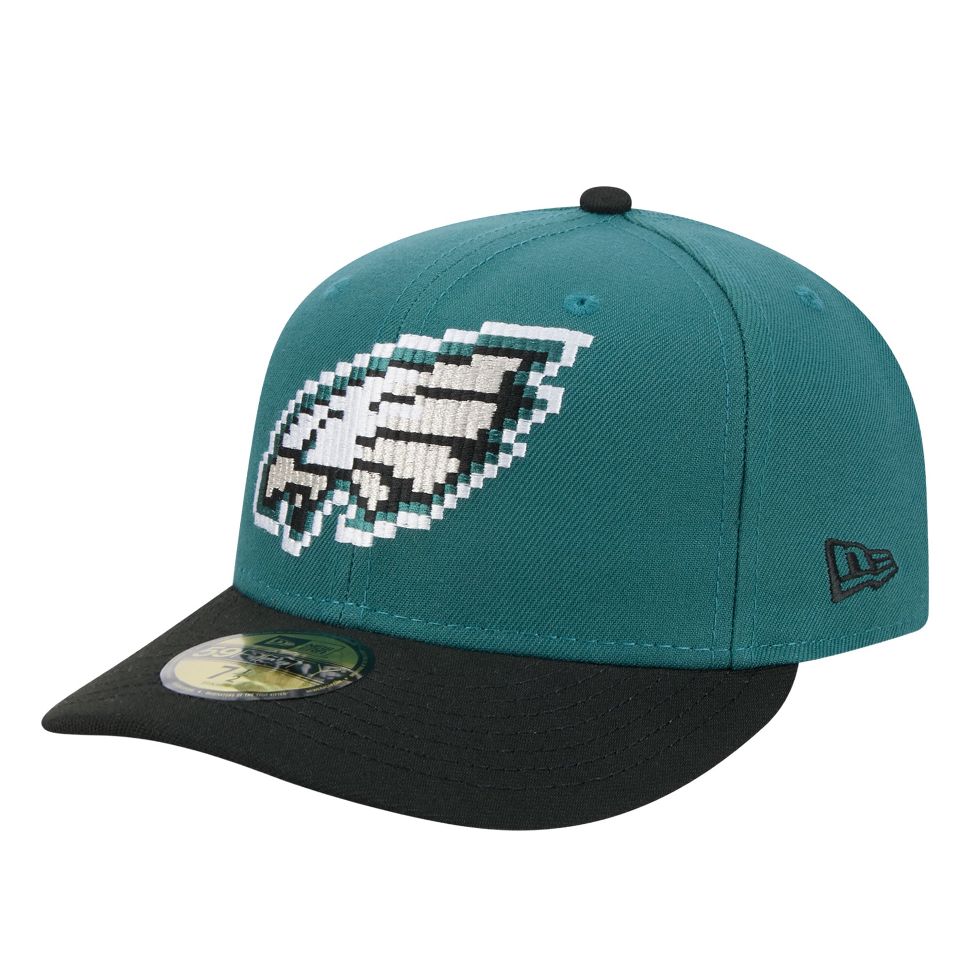 Men's New Era Midnight Green/Black Philadelphia Eagles Pixel Curved 59FIFTY Fitted Hat