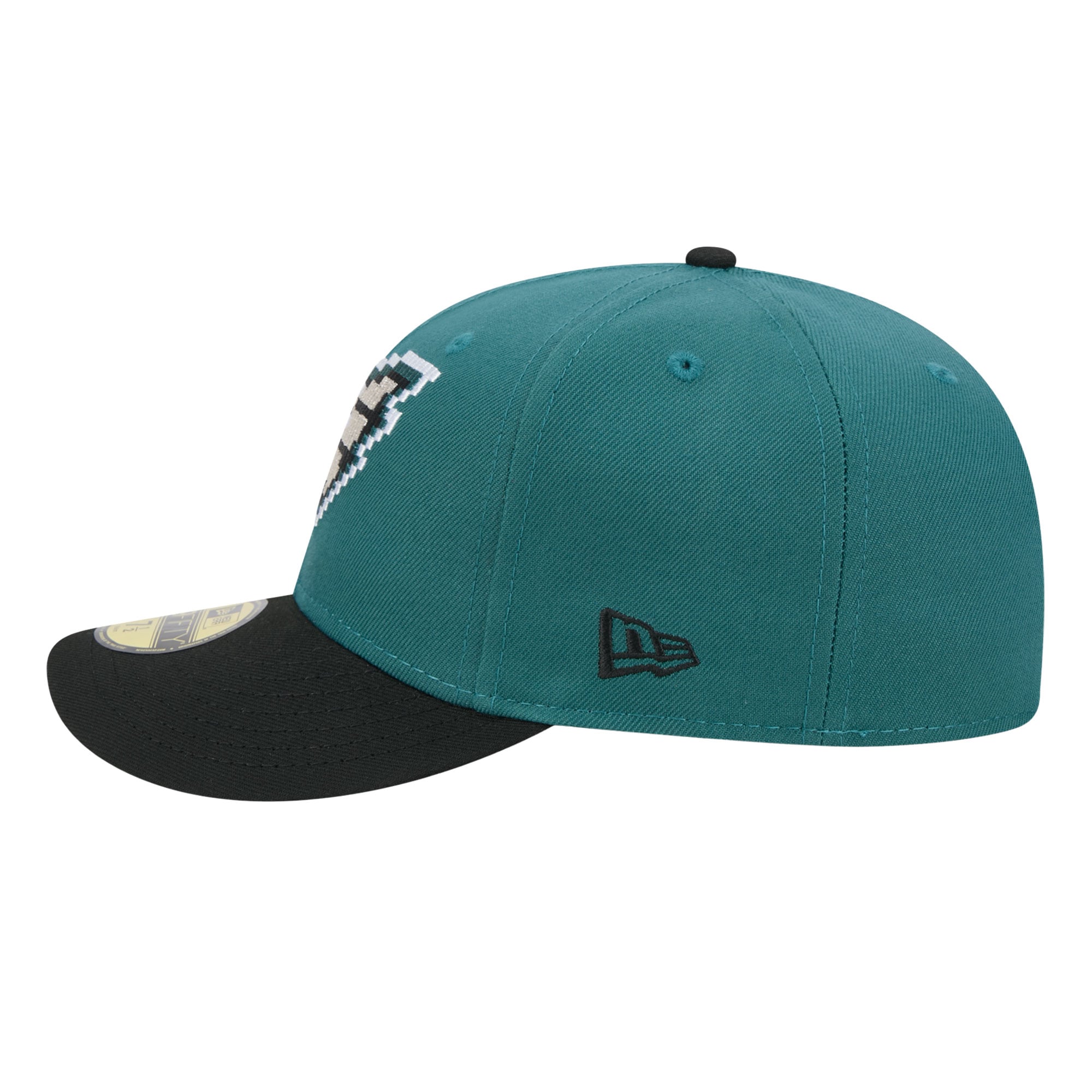 Men's New Era Midnight Green/Black Philadelphia Eagles Pixel Curved 59FIFTY Fitted Hat