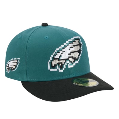 Philadelphia Eagles New Era Pixel Curved 59FIFTY Fitted Hat - Midnight Green/Black