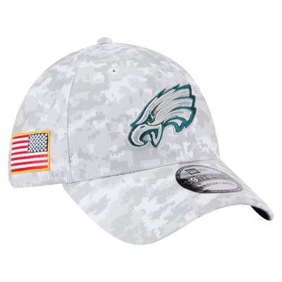 Philadelphia Eagles New Era 2025 Salute to Service Fan Pack 39THIRTY Flex Hat - White