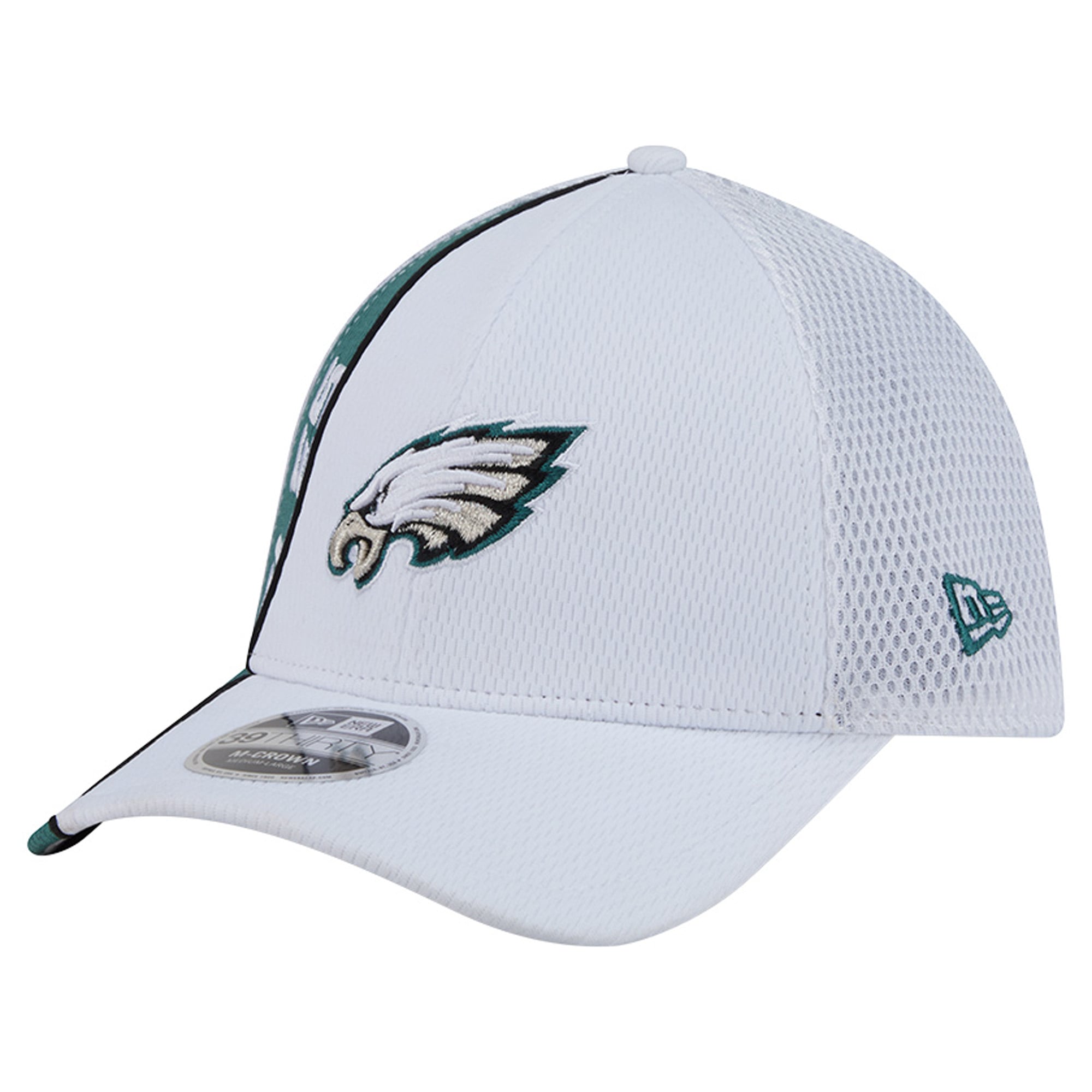 Casquette New Era blanche/vert nuit Philadelphia Eagles Dash 39THIRTY M-Crown Flex pour homme
