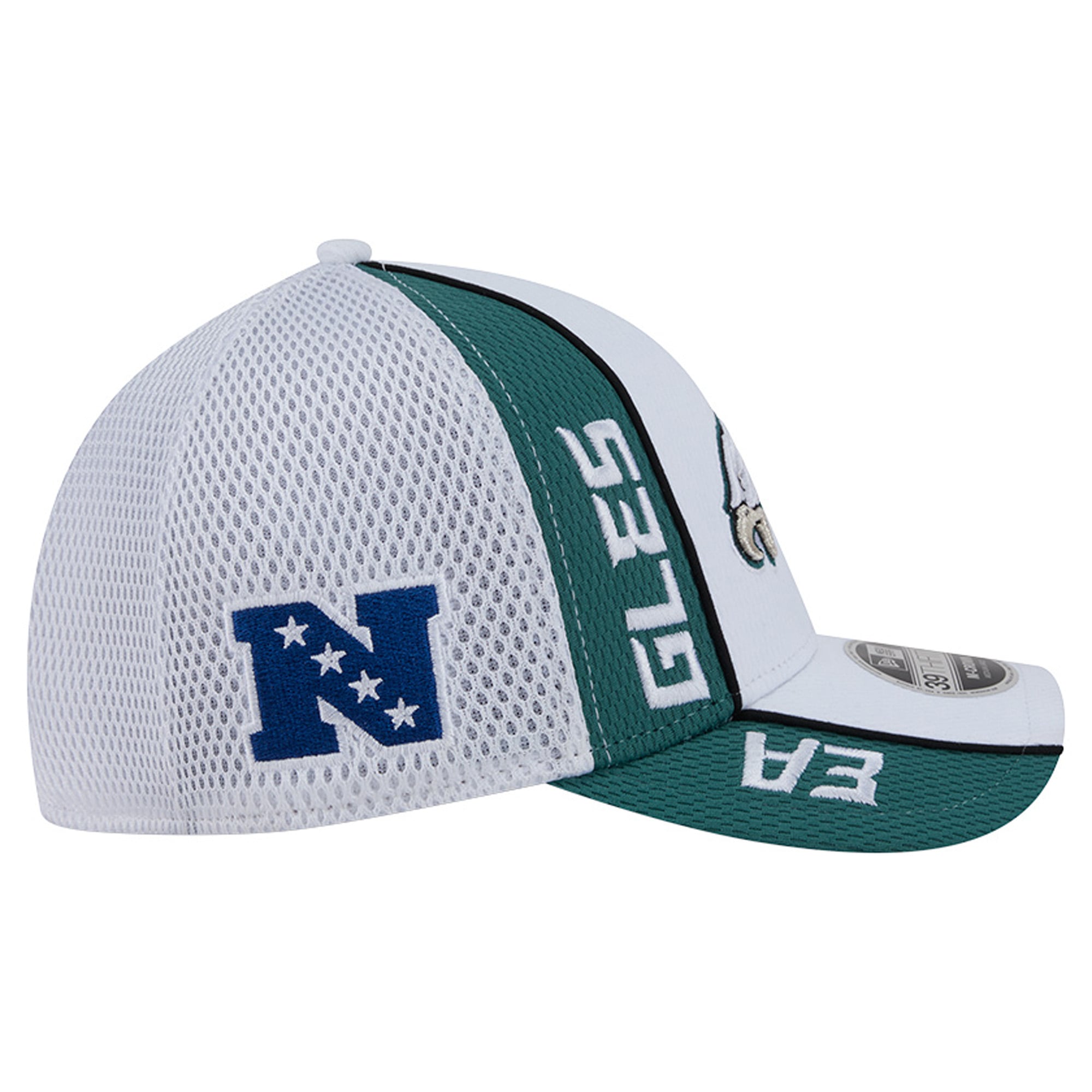 Casquette New Era blanche/vert nuit Philadelphia Eagles Dash 39THIRTY M-Crown Flex pour homme