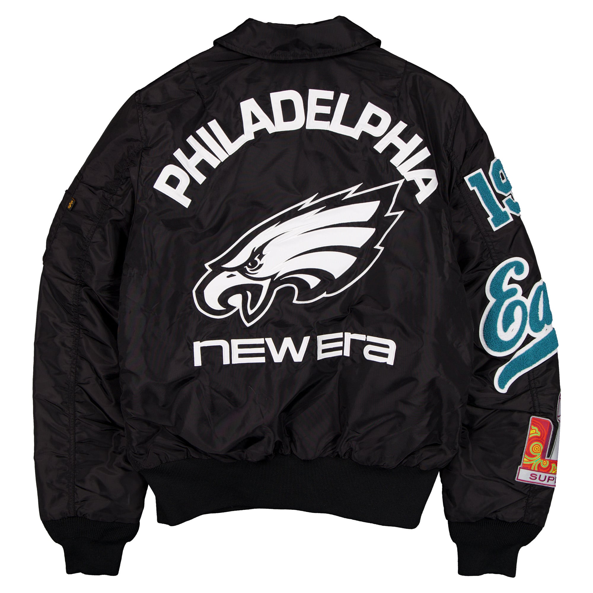 Veste bomber zippée intégrale New Era x Alpha Industries noire Philadelphia Eagles MA-1 pour homme