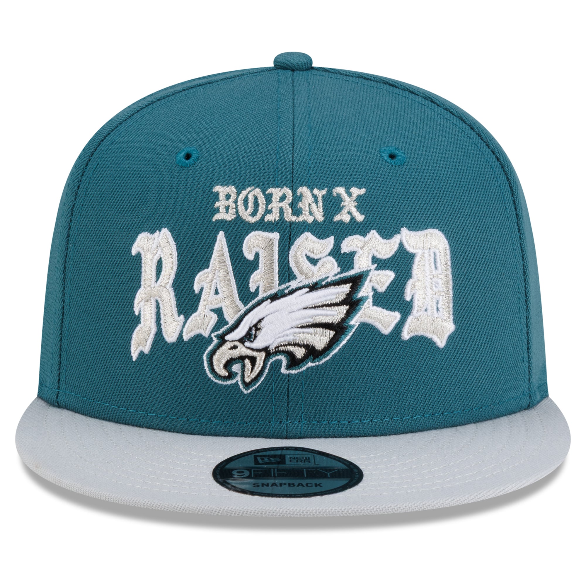 Casquette snapback New Era x Born x Raised vert nuit/argent Philadelphia Eagles 9FIFTY pour homme